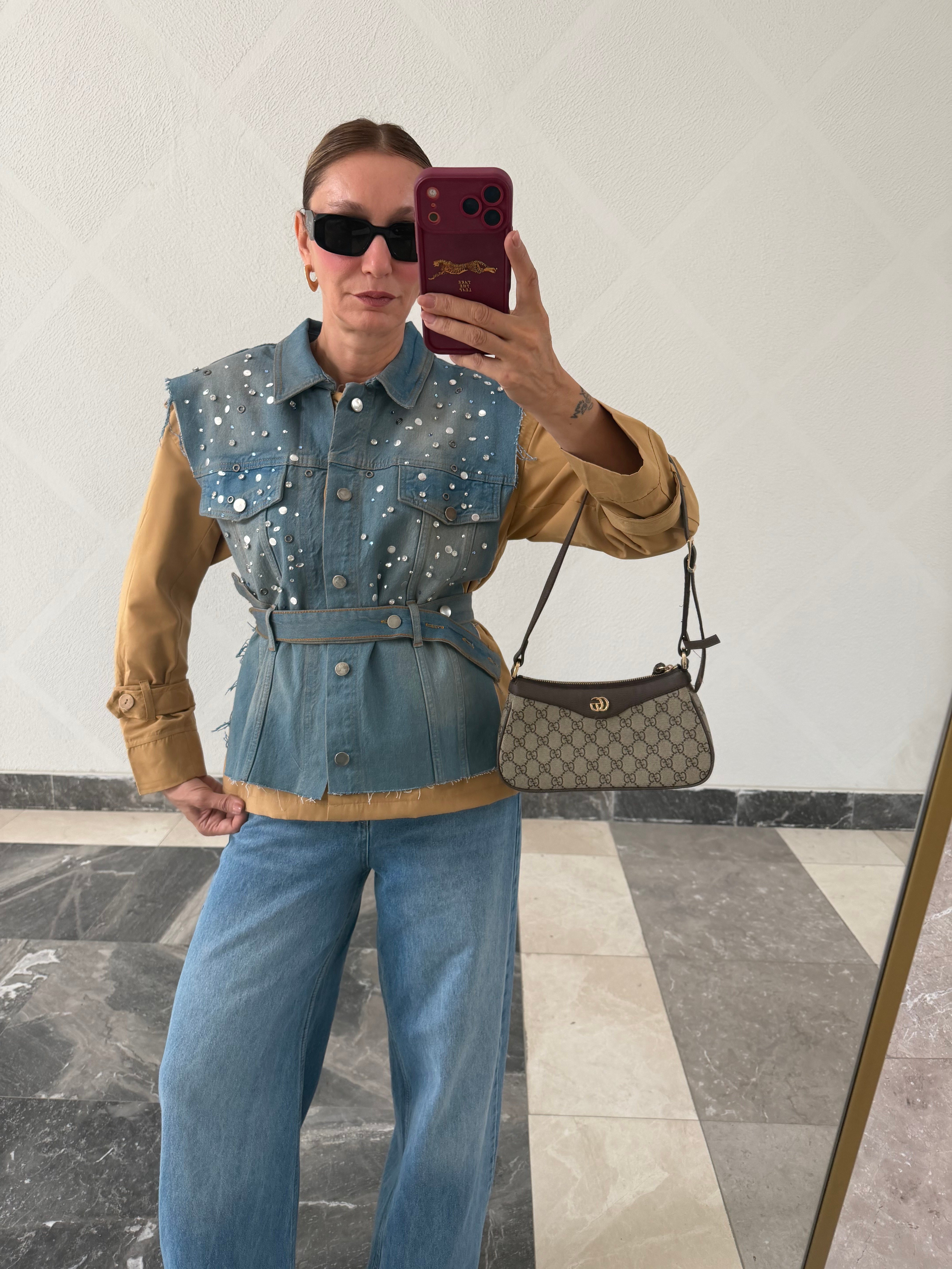 Loveee Orijinal Model , Taş İşlemeli, Jean Detayl