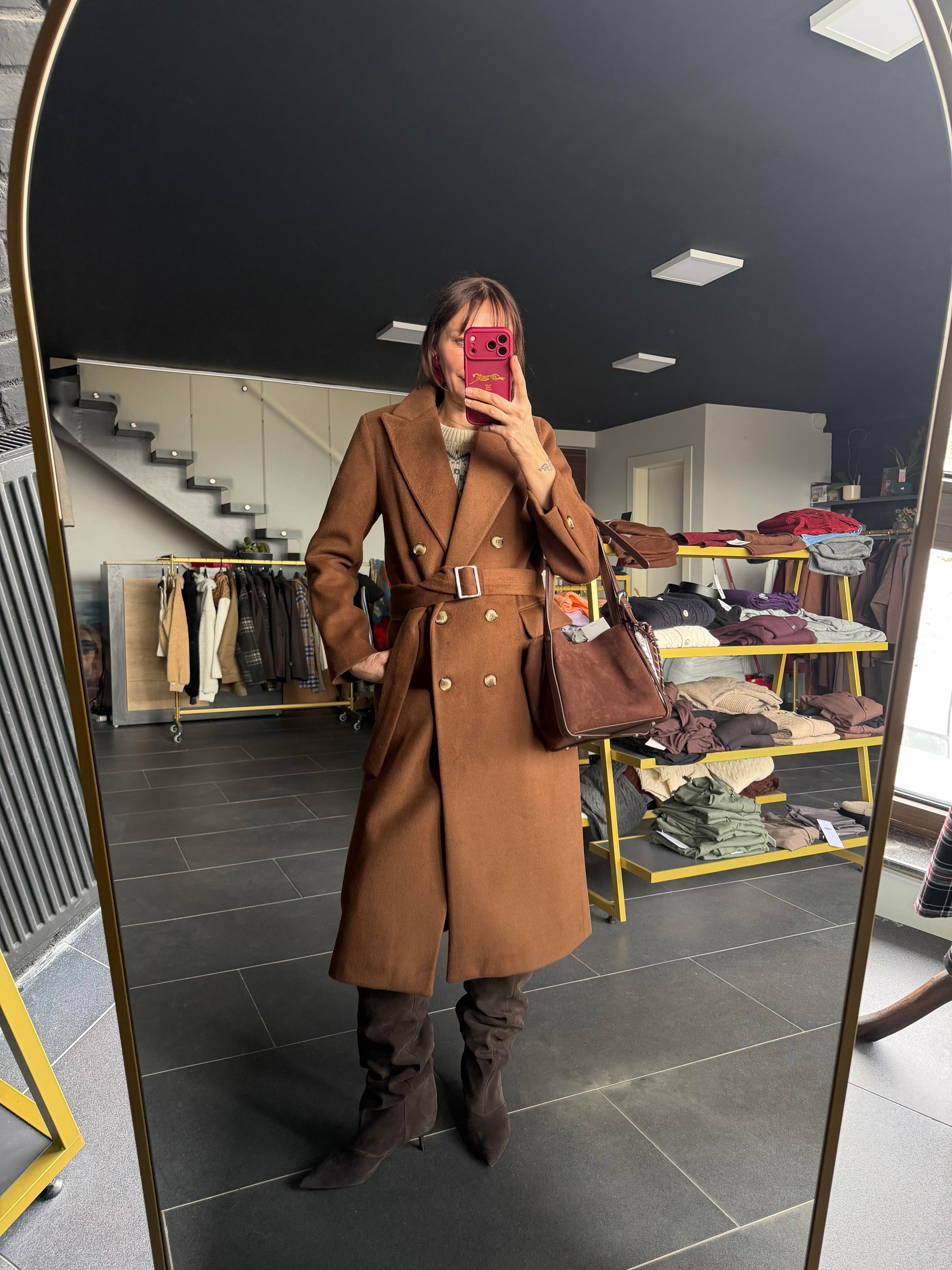 Luxury Kahve Kemerli Kaban