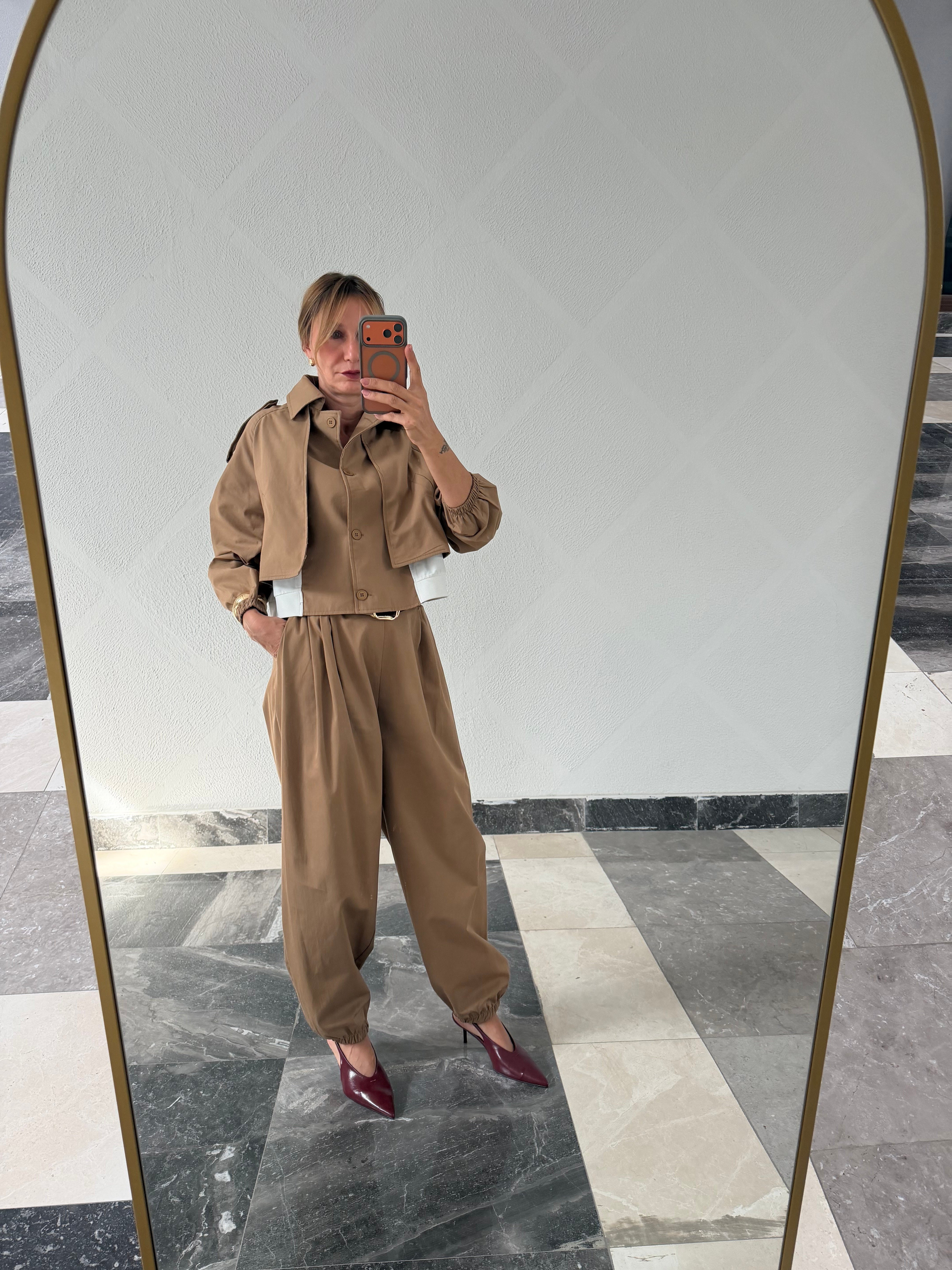 Marka Model Bel Detaylı Trenç/Gömlek Pantolon Takım