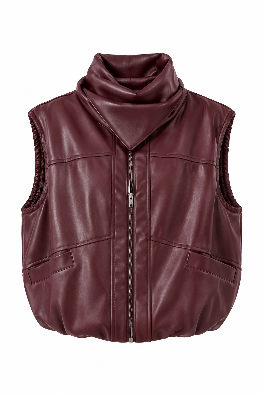 Marka Model Bordo Fularlı Deri Yelek
