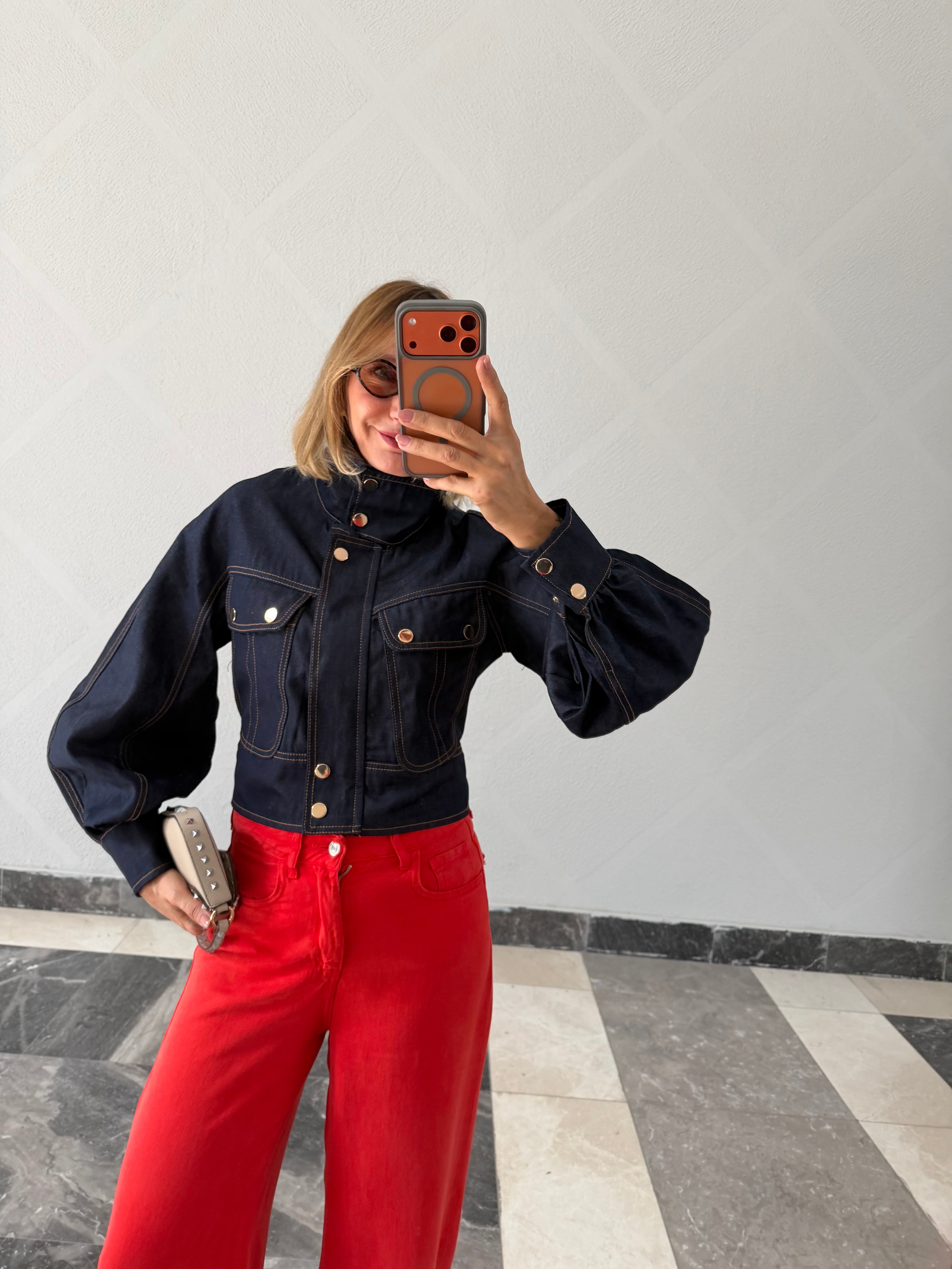 Marka Model Gold Düğmeli Denim Ceket