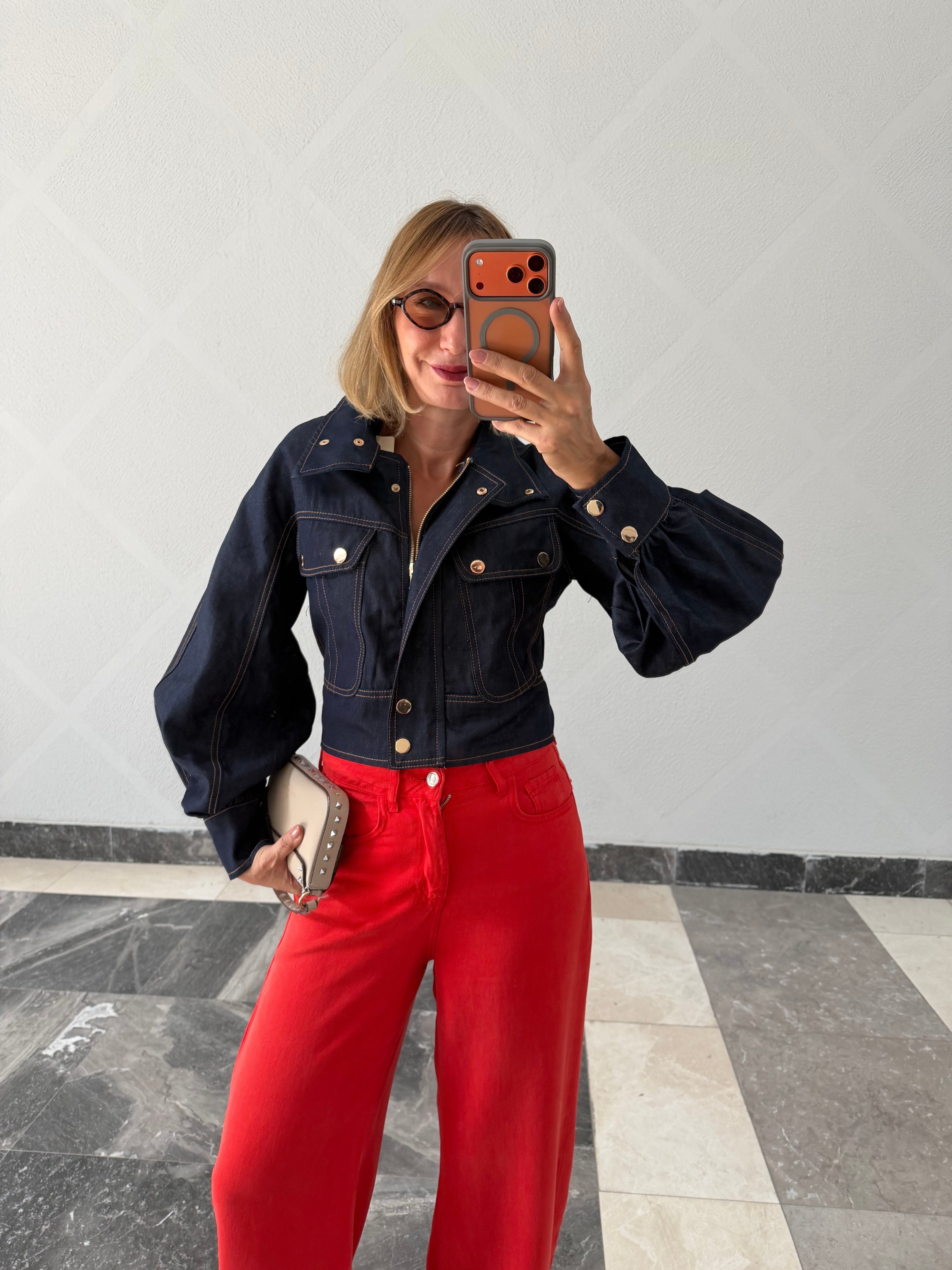 Marka Model Gold Düğmeli Denim Ceket