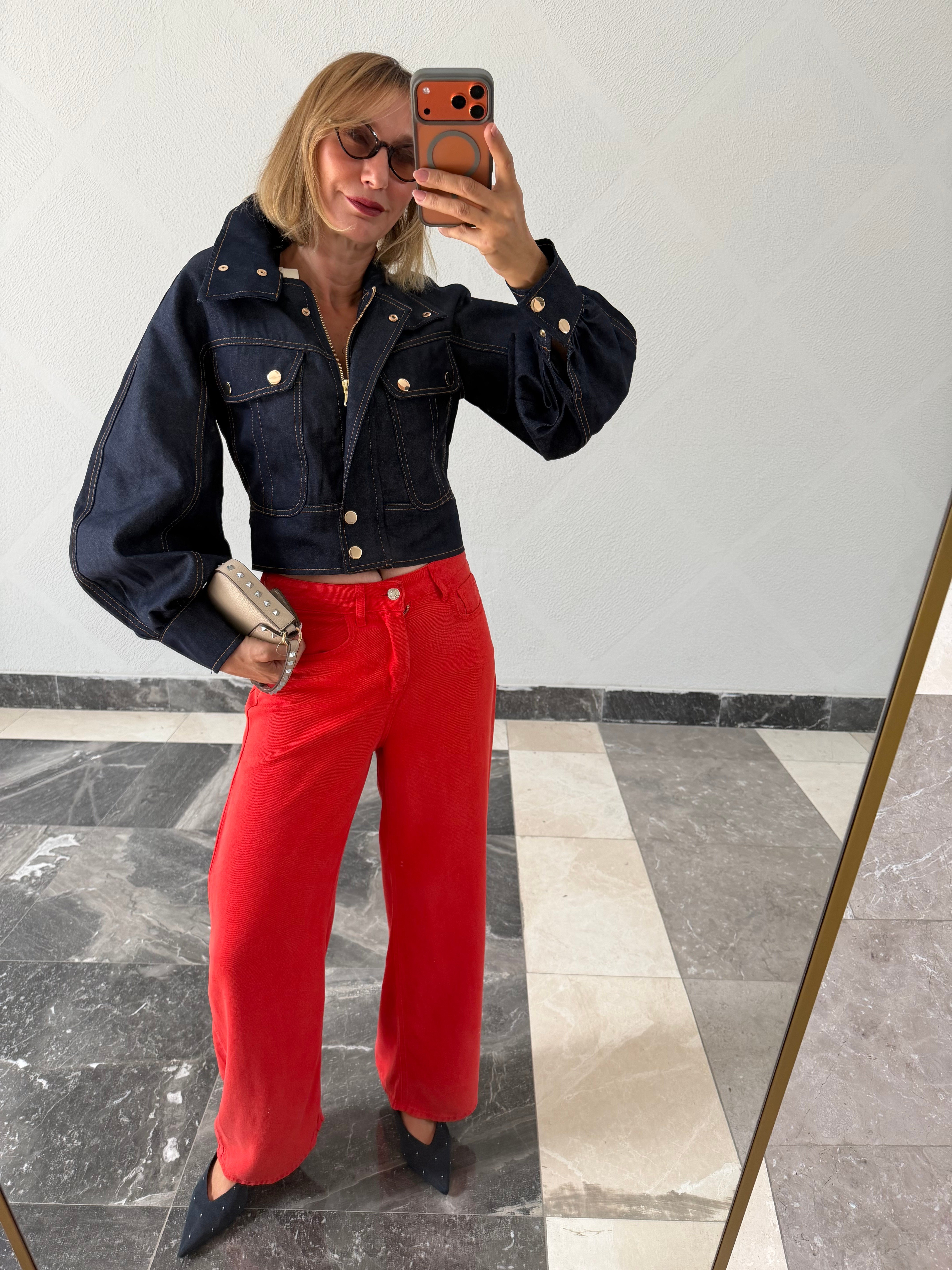 Marka Model Gold Düğmeli Denim Ceket