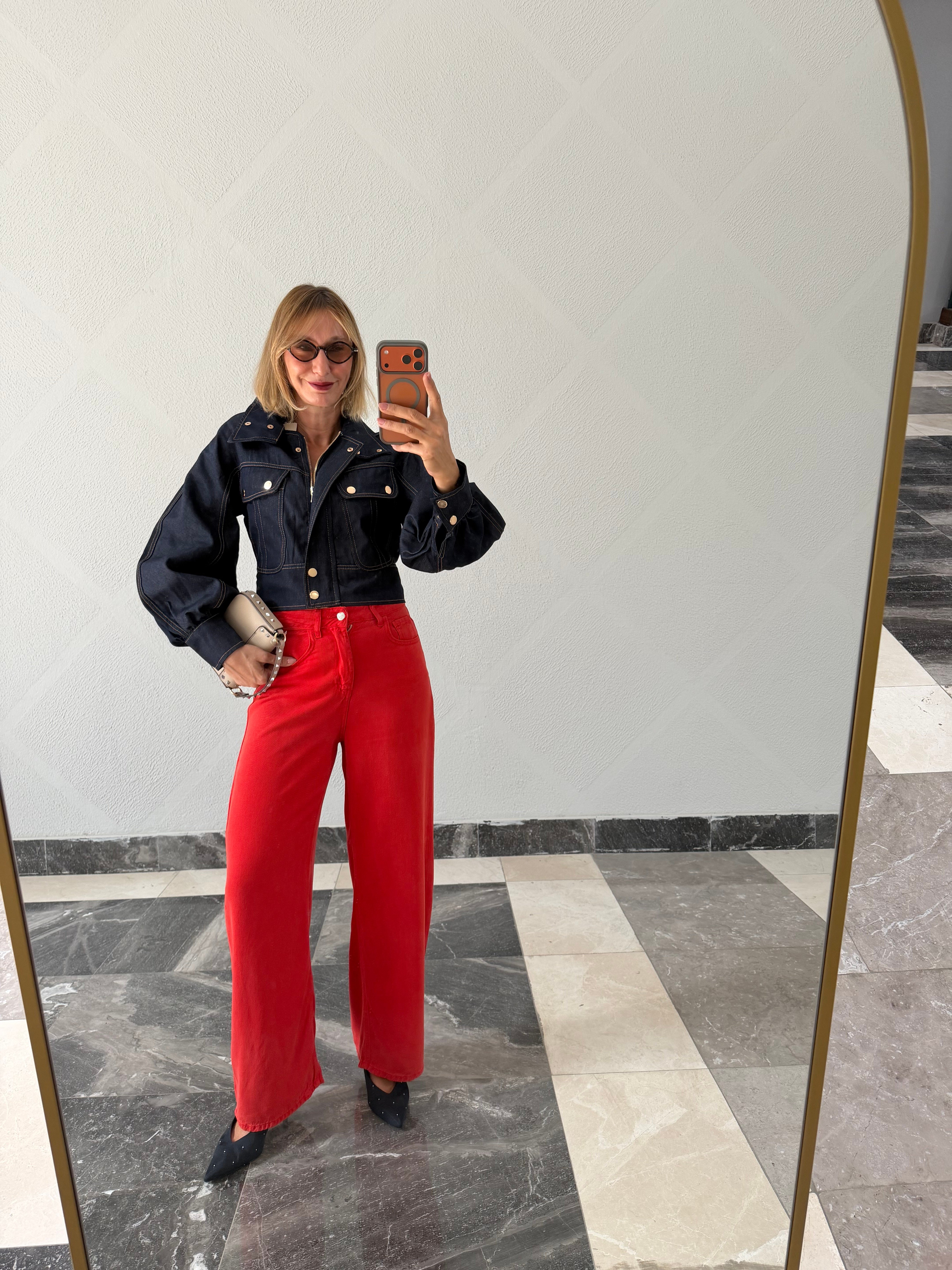 Marka Model Gold Düğmeli Denim Ceket