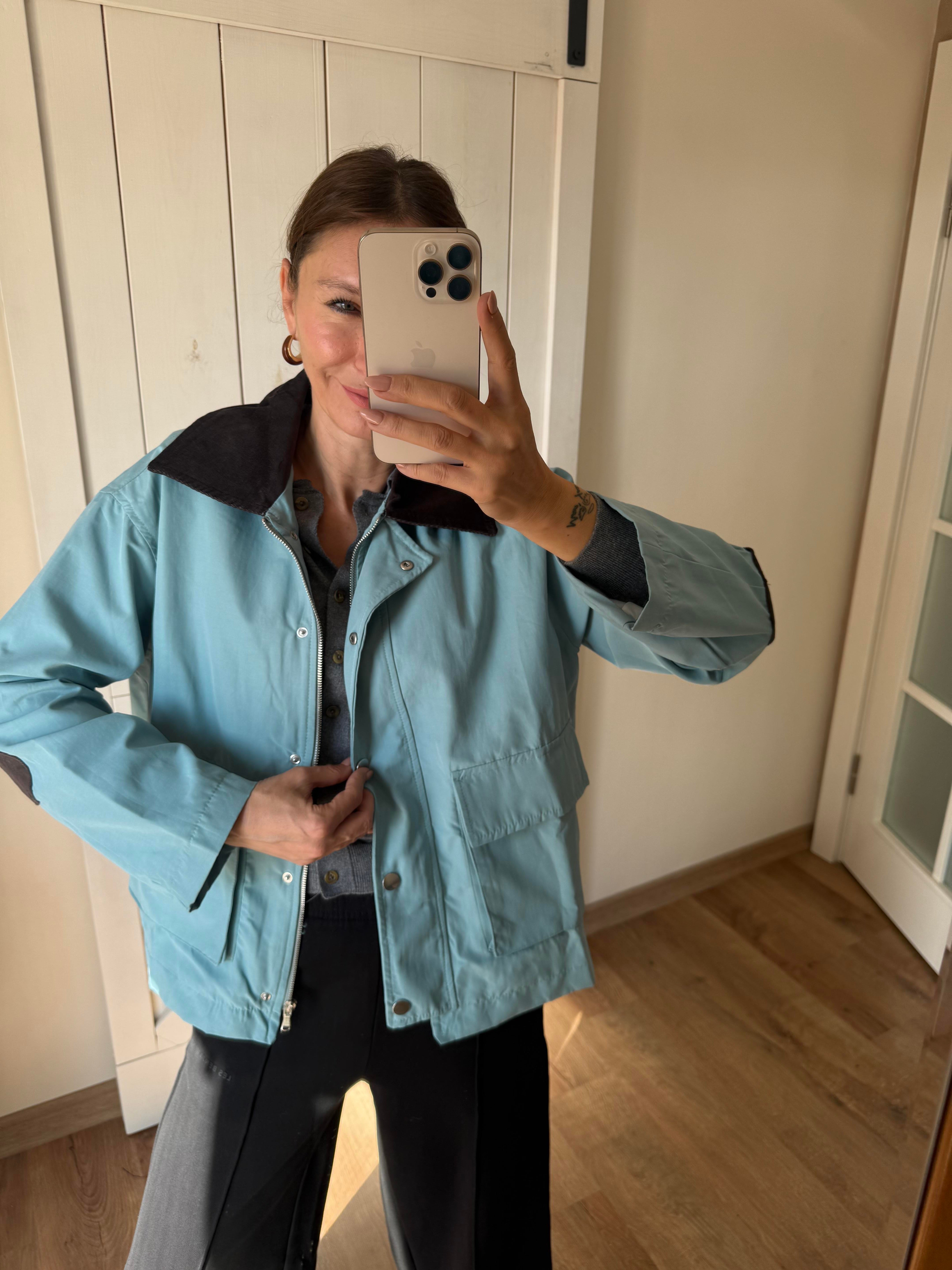 Marka Model Kadife Yaka Dirsek Yama Trenç