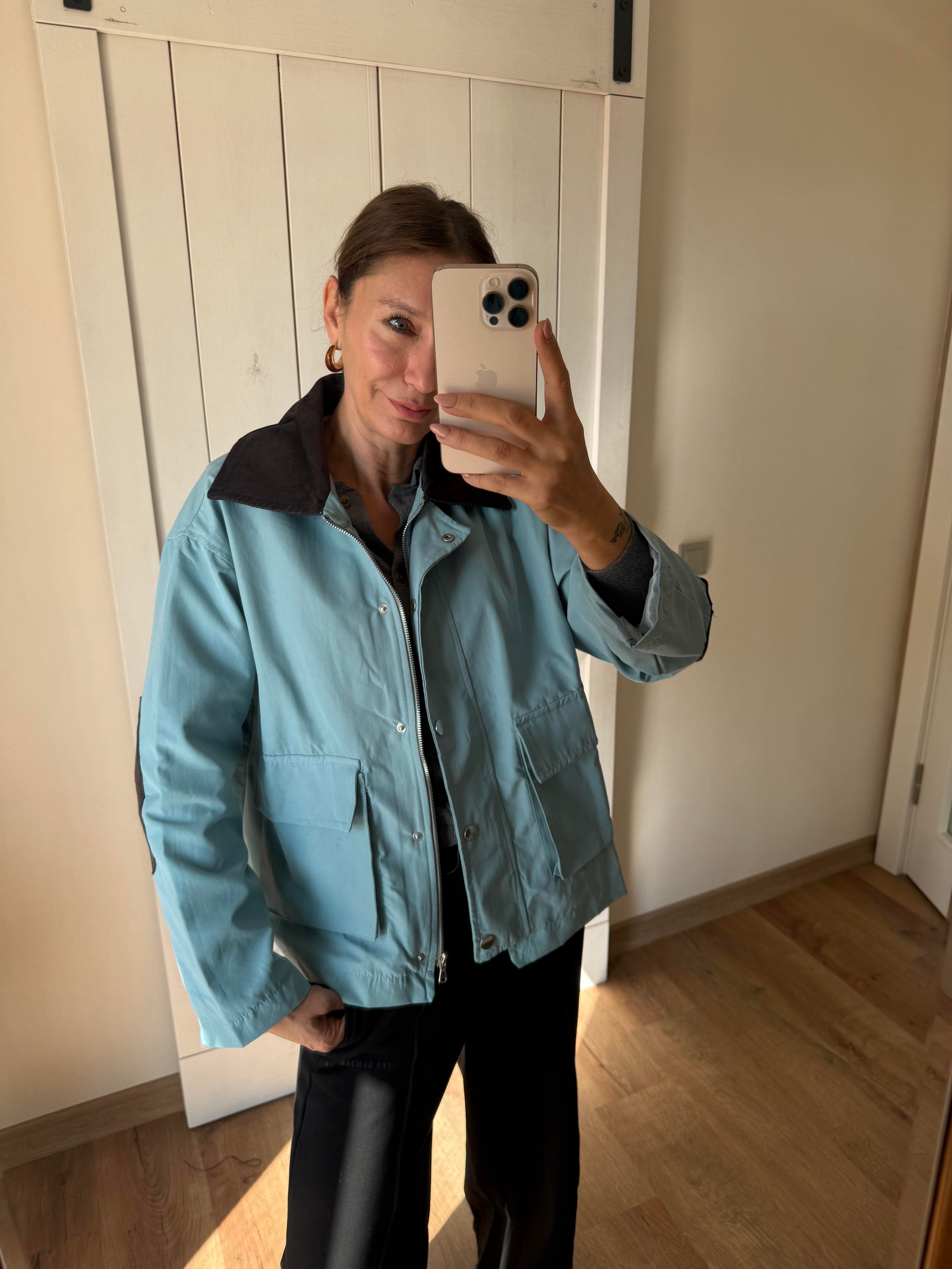 Marka Model Kadife Yaka Dirsek Yama Trenç