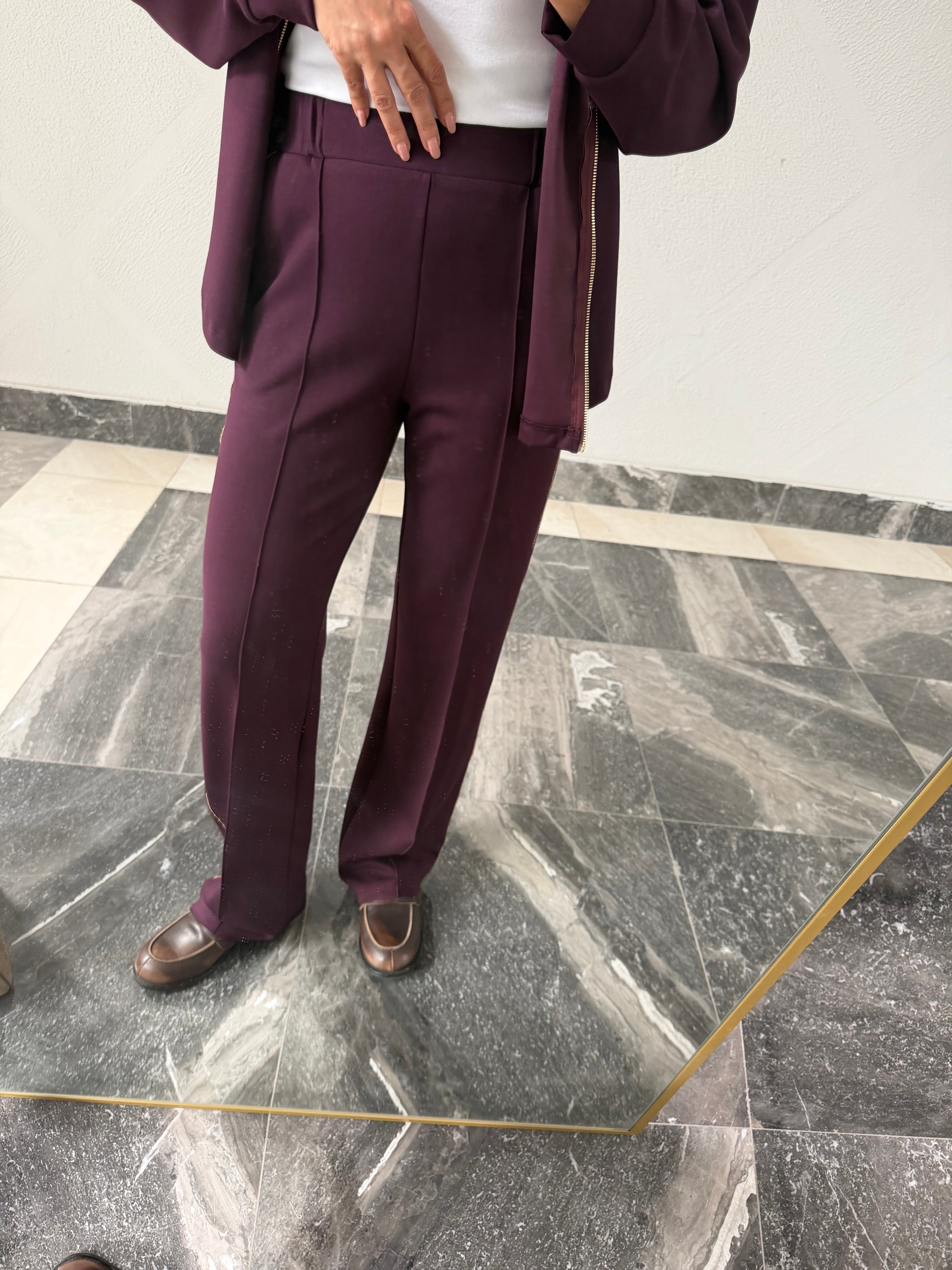 Marka Model Mürdüm Zincir Detaylı Sweat Pantolon Takım