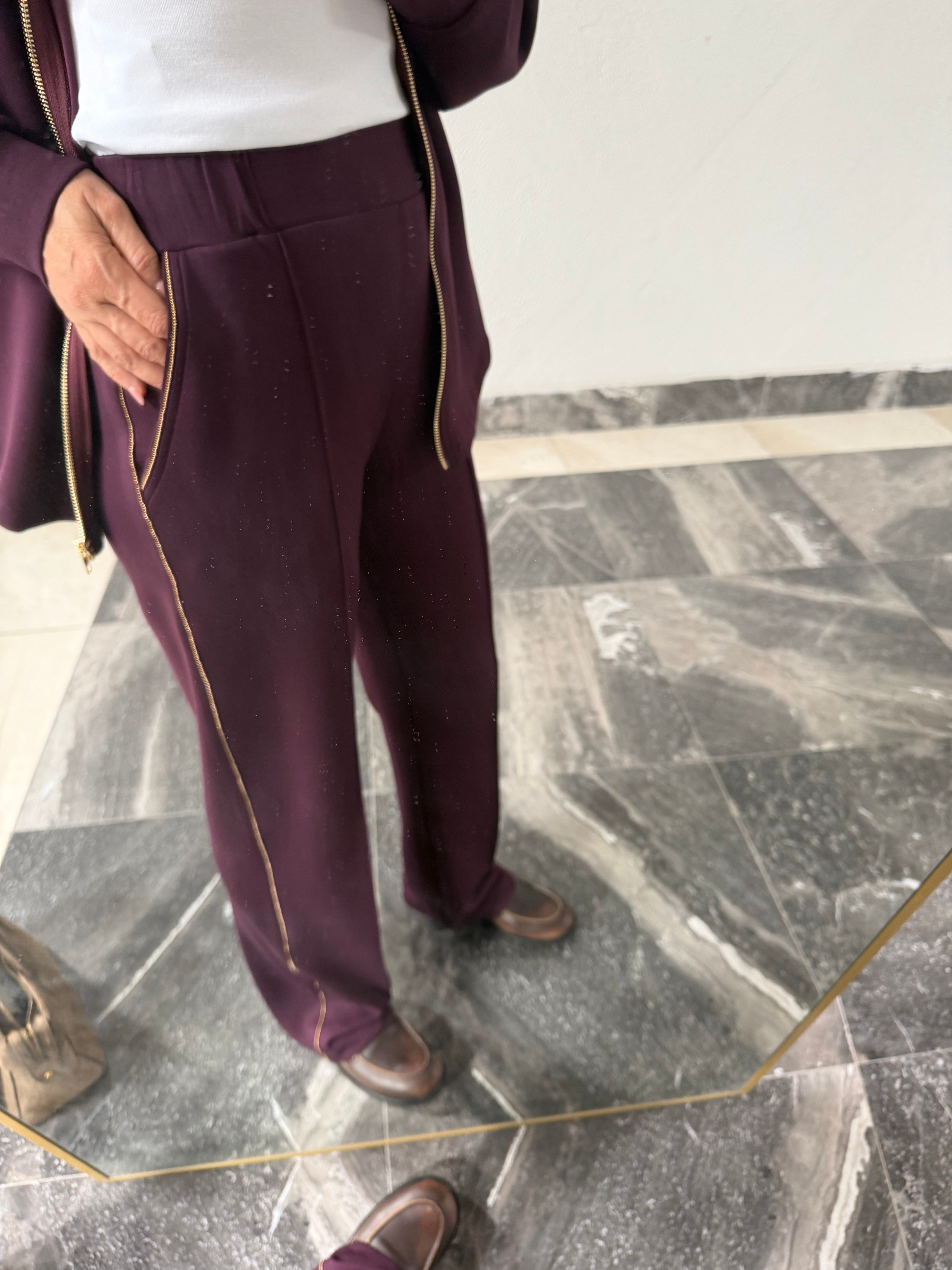 Marka Model Mürdüm Zincir Detaylı Sweat Pantolon Takım