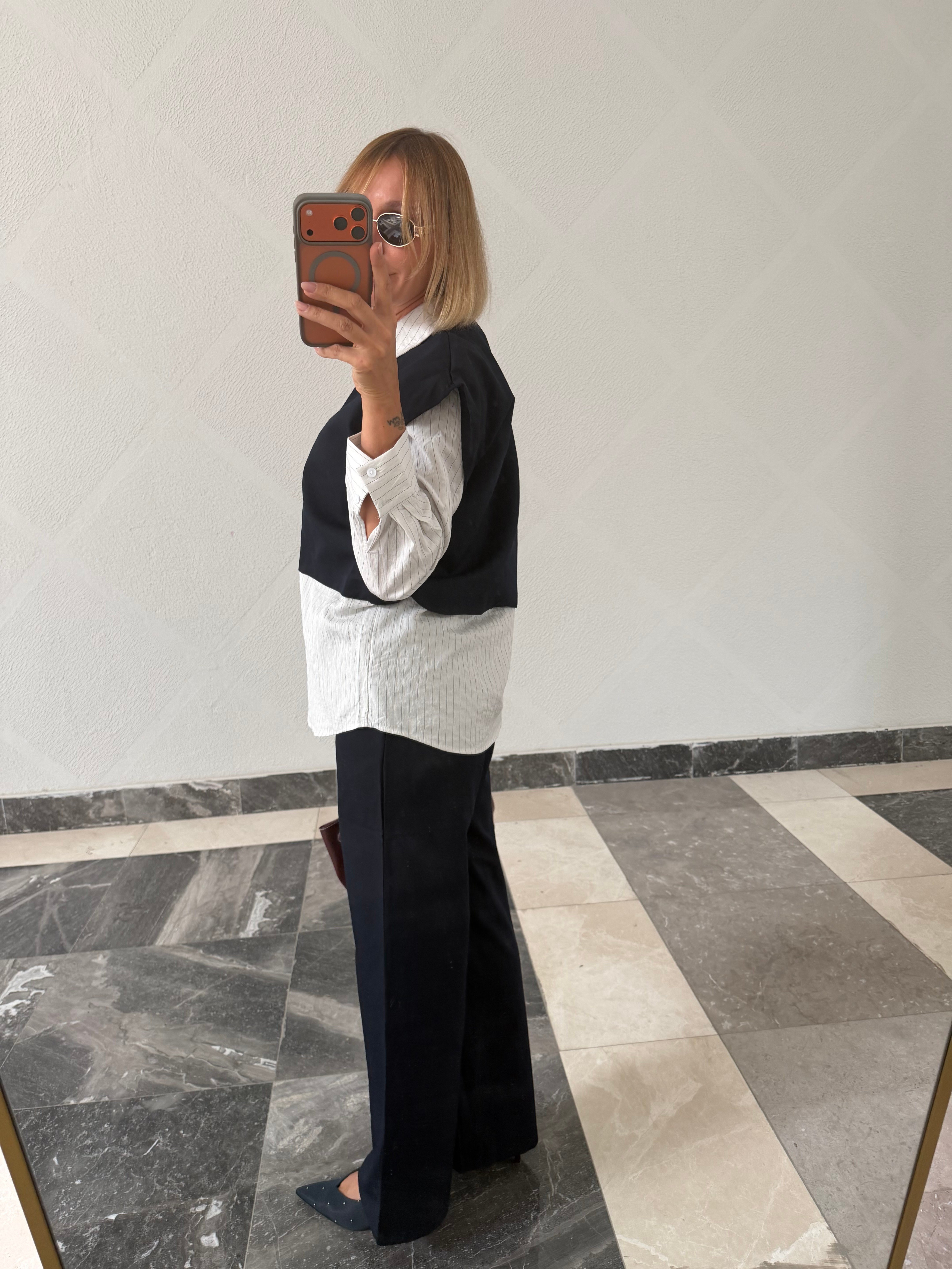 Marka Model Premium Orijinal Model , Krep & Poplin Mix , Lacivert Takım