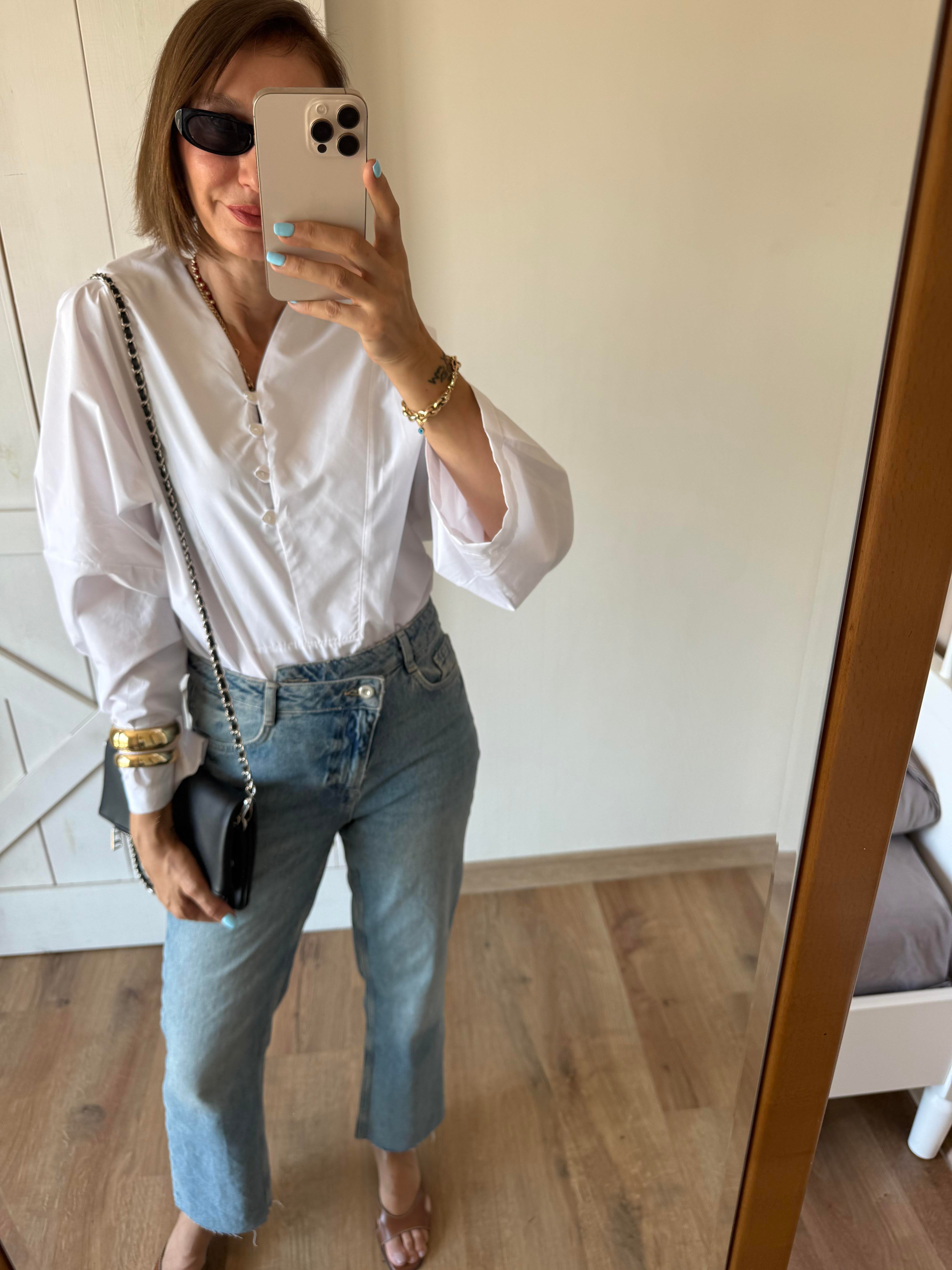 Mass Beyaz Pamuklu Gömlek