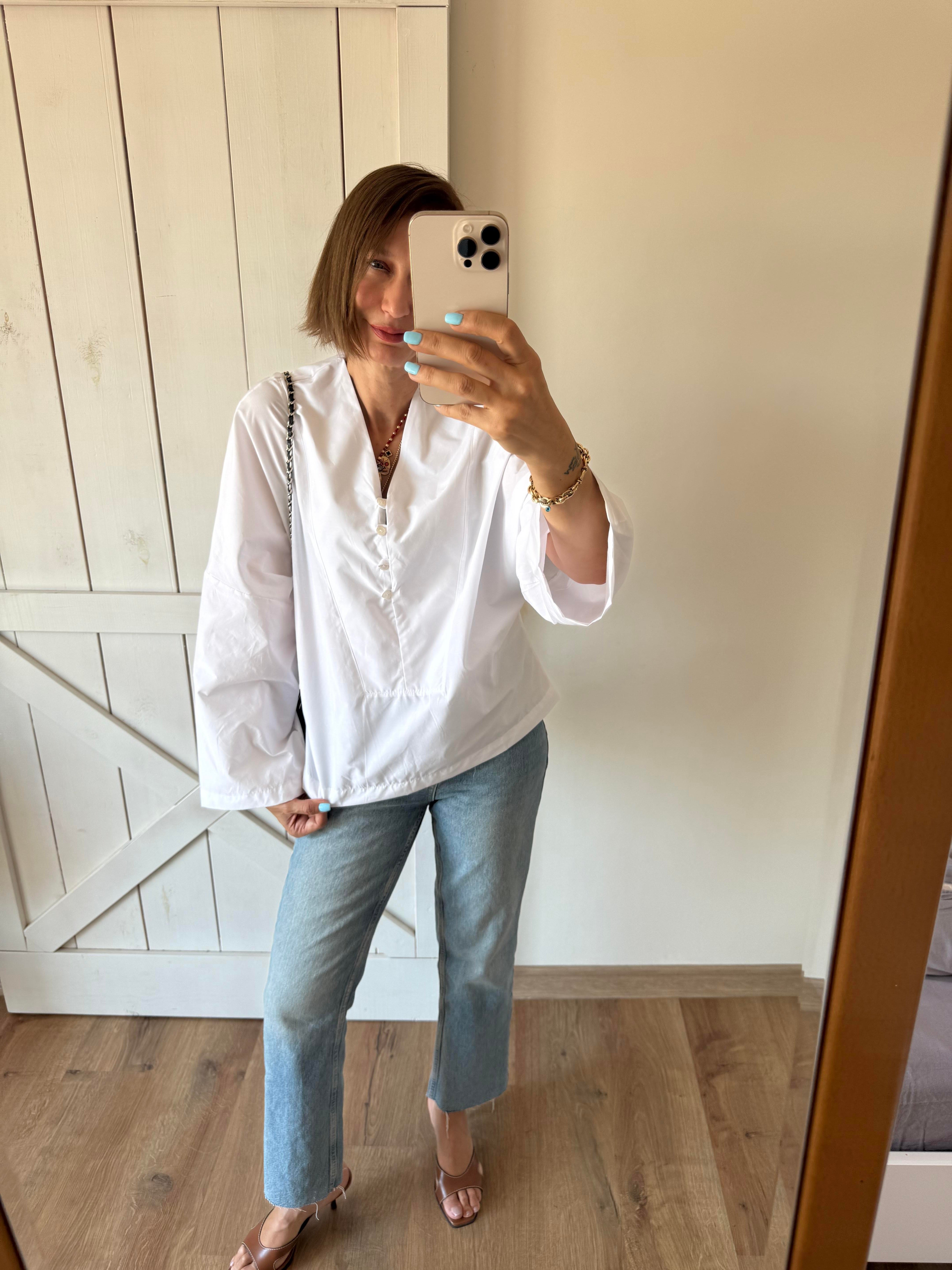 Mass Beyaz Pamuklu Gömlek