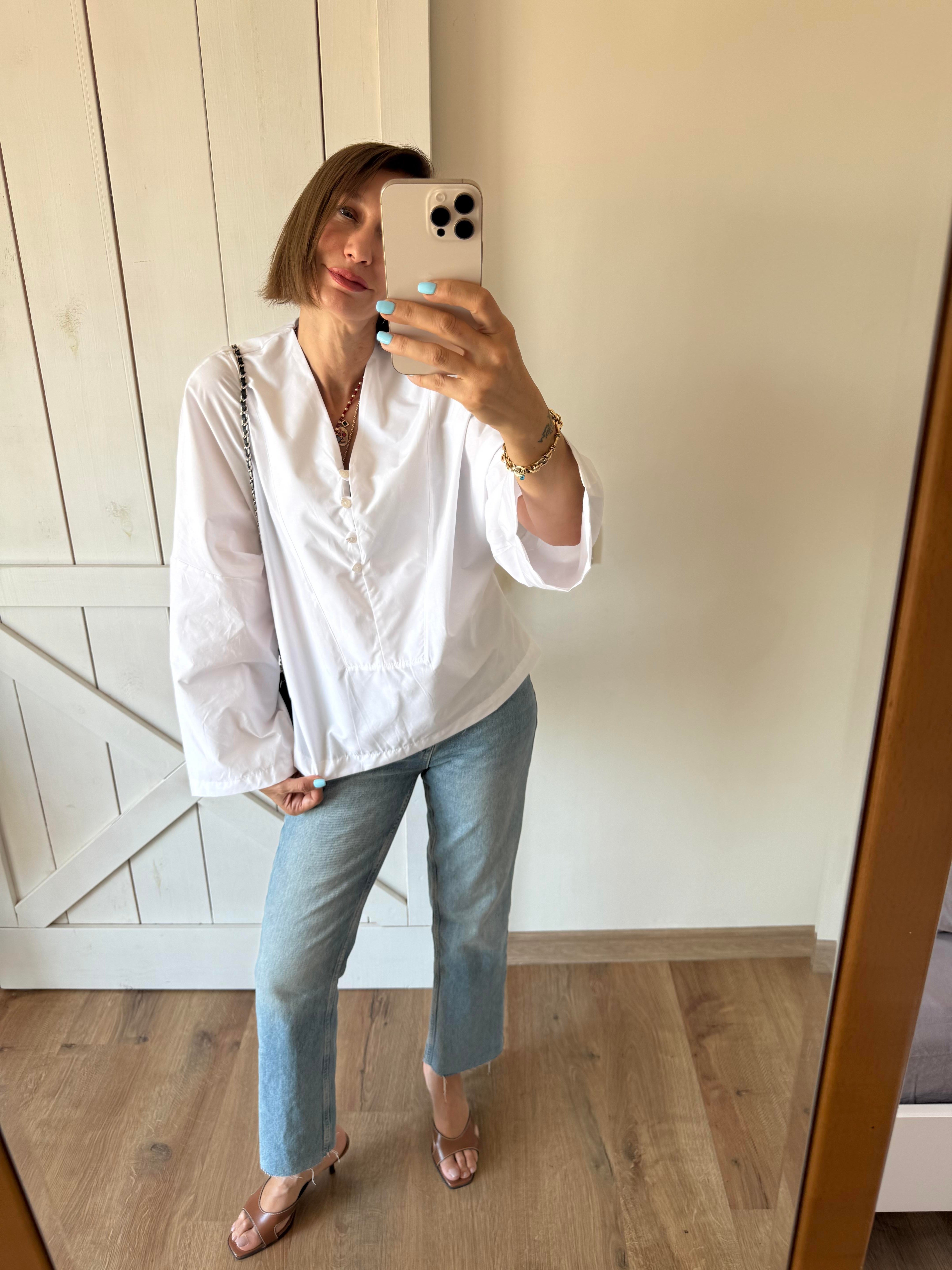 Mass Beyaz Pamuklu Gömlek