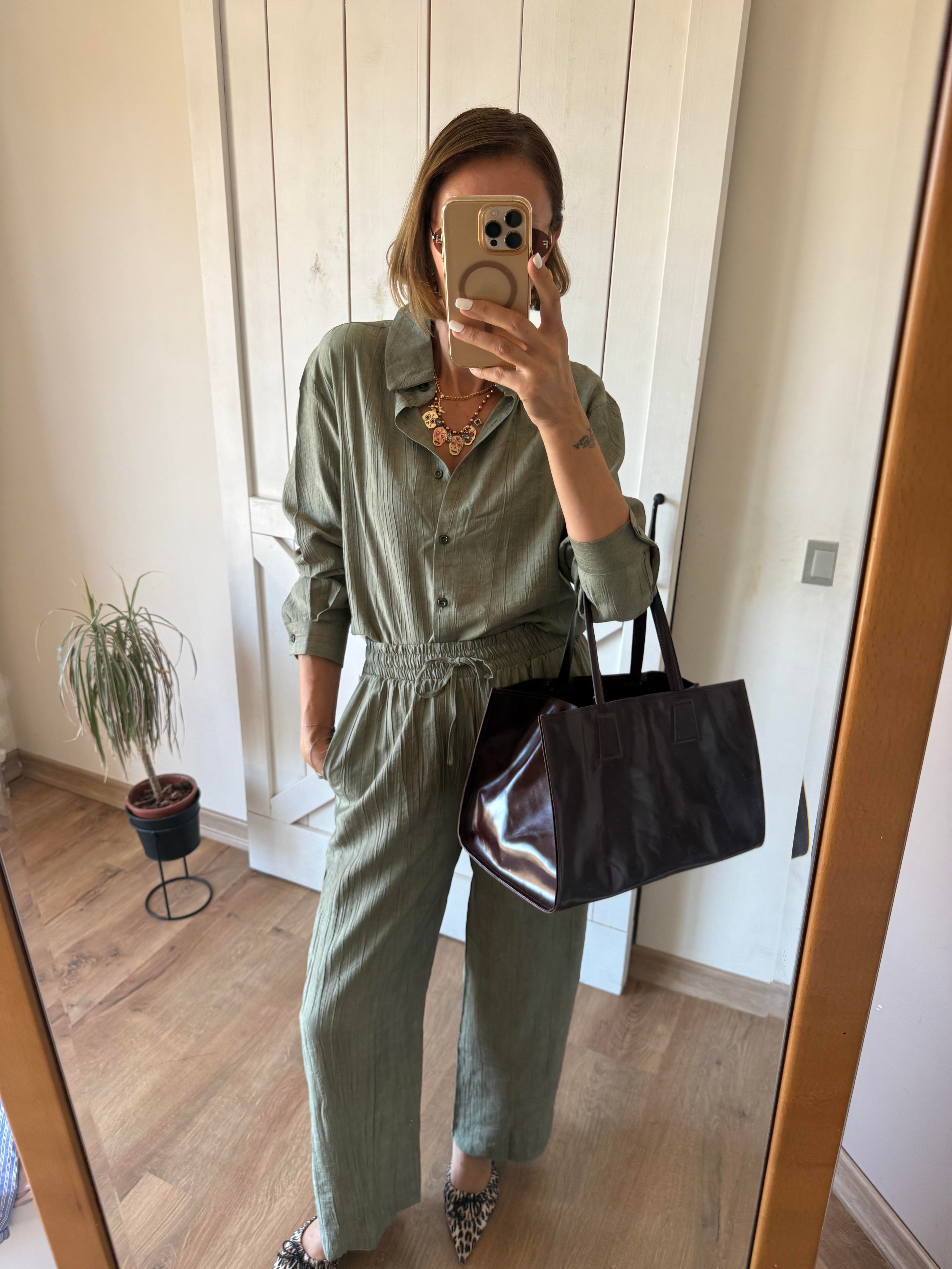 Mass Çağla Yeşili Gömlek Pantolon Takım