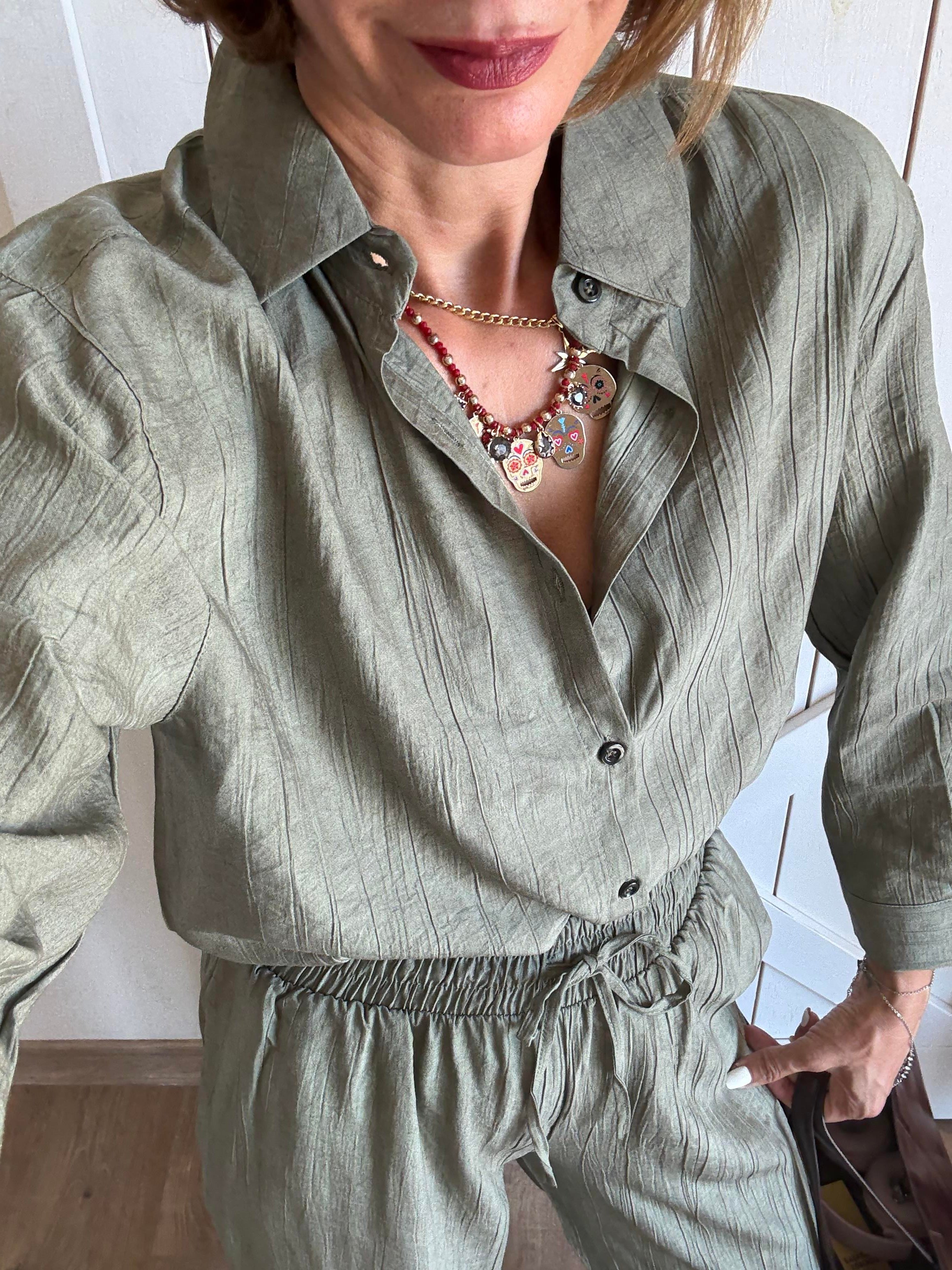 Mass Çağla Yeşili Gömlek Pantolon Takım