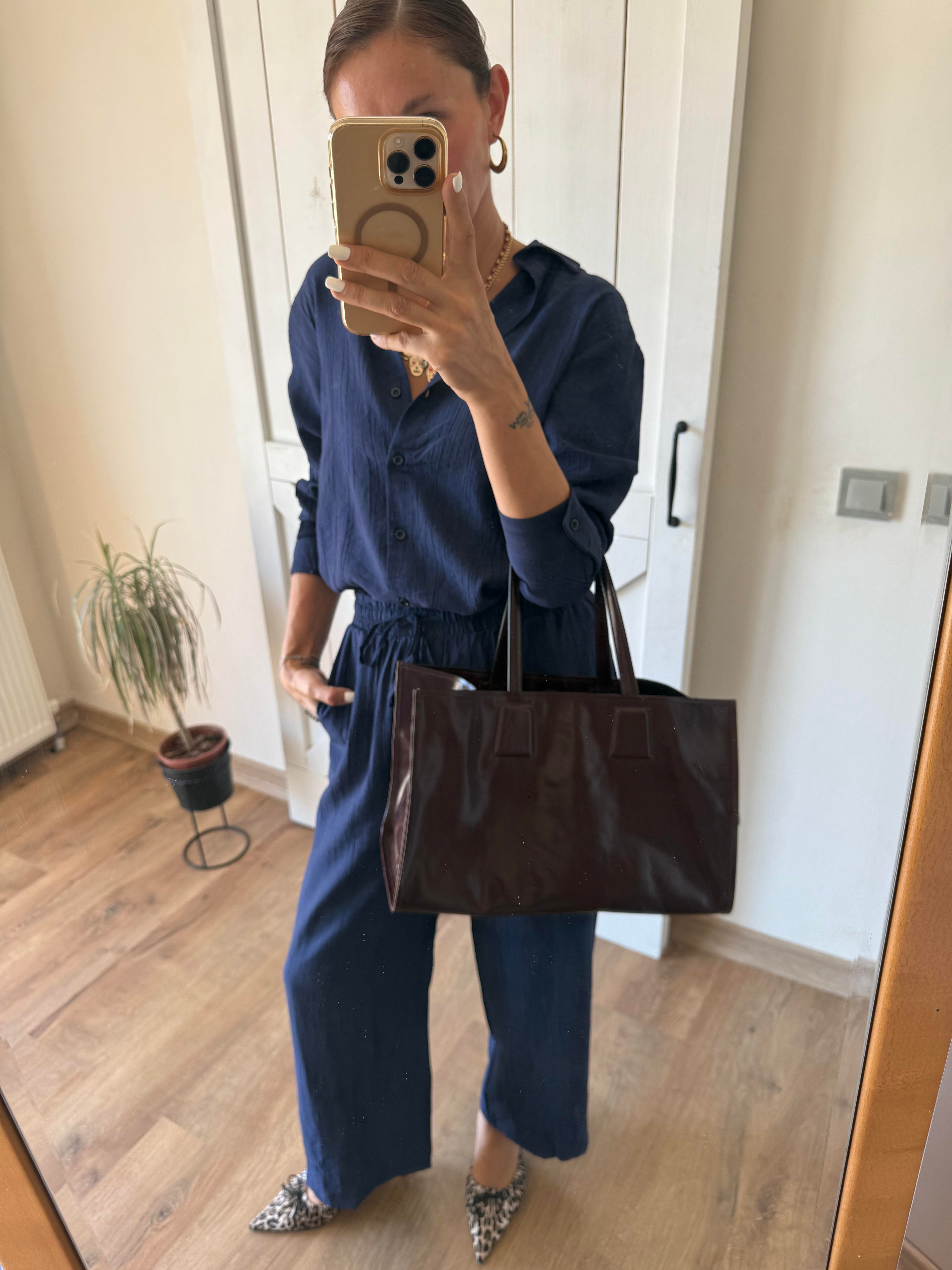 Mass Lacivert Gömlek Pantolon Takım