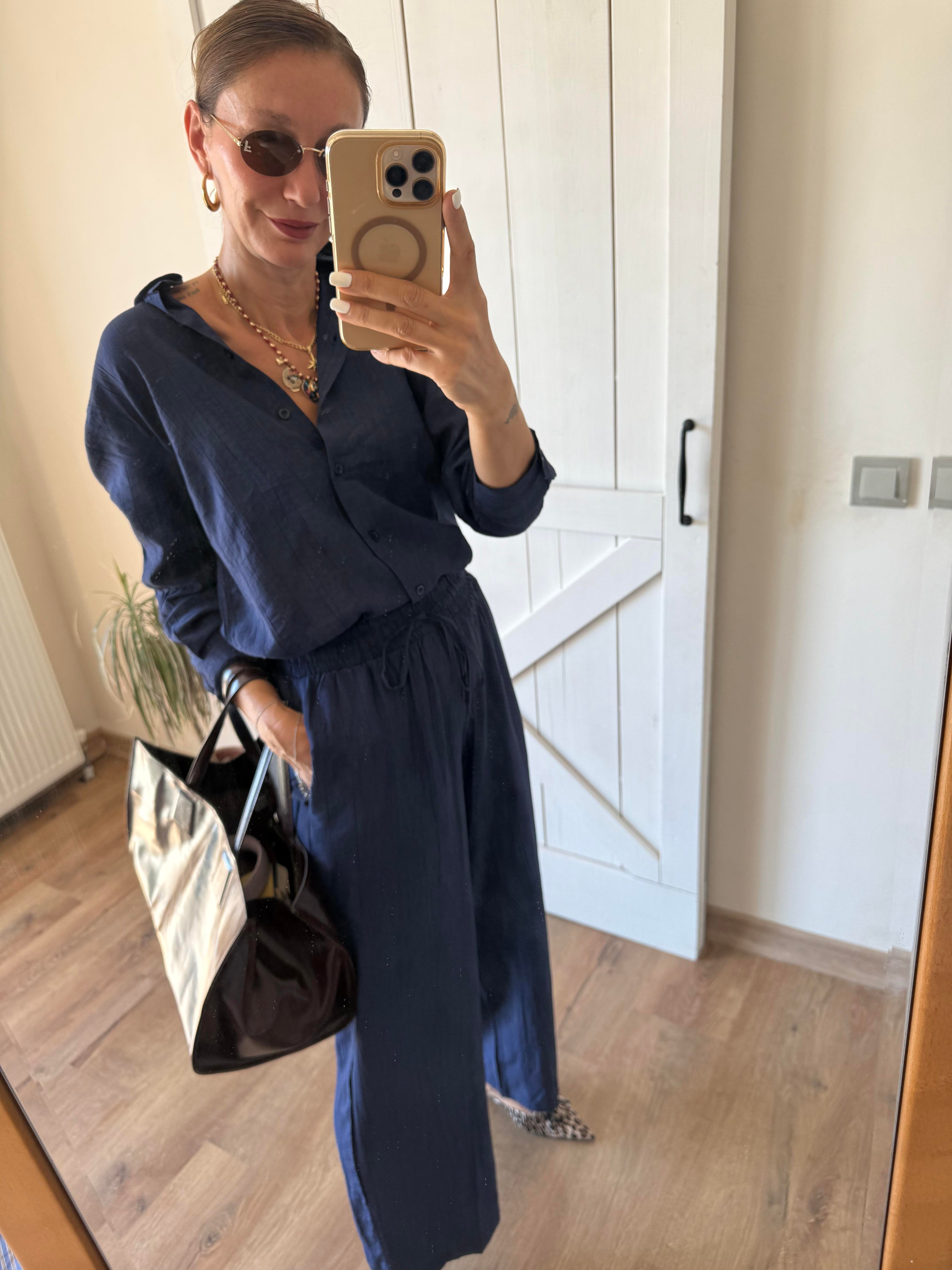 Mass Lacivert Gömlek Pantolon Takım