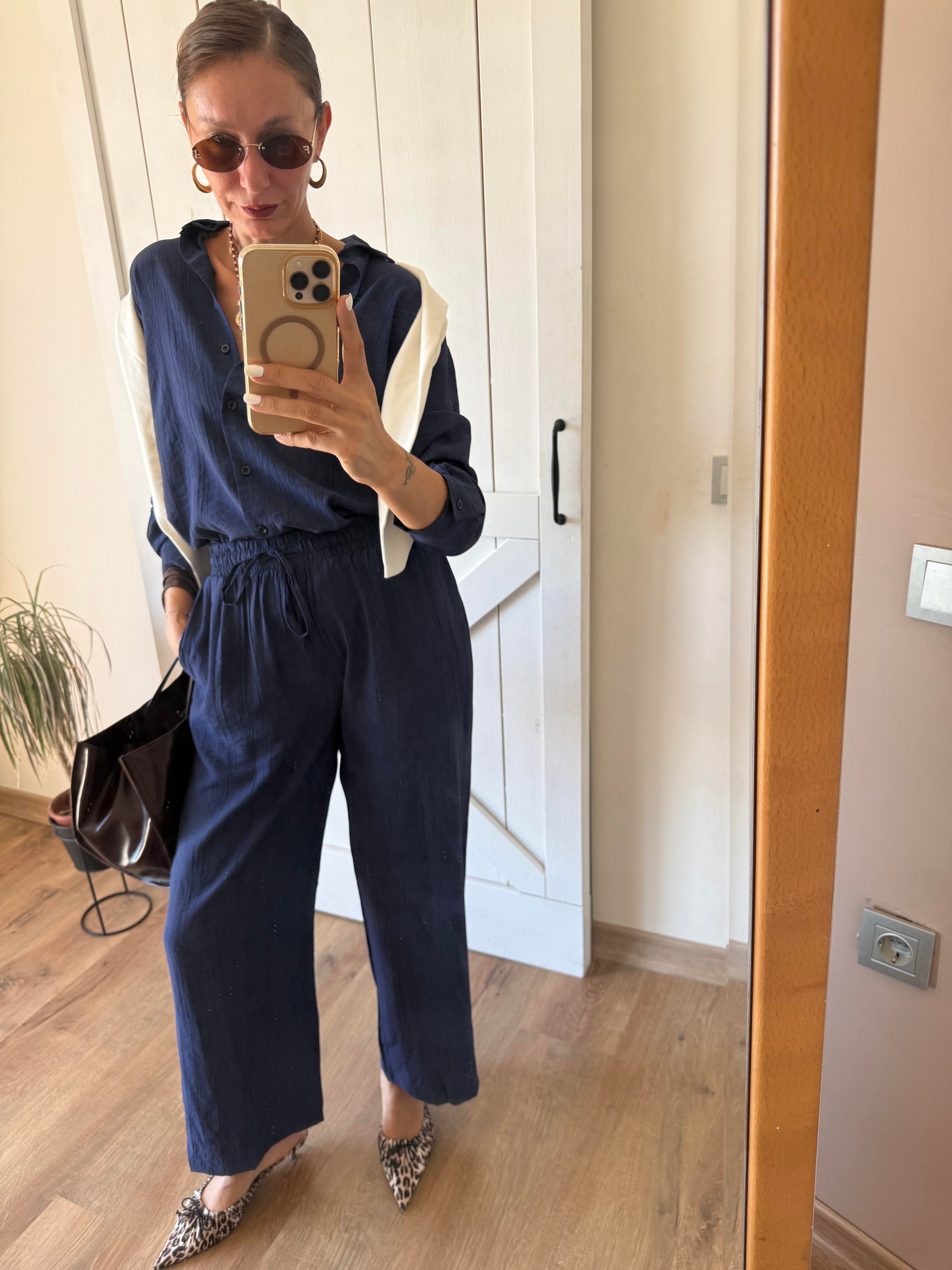 Mass Lacivert Gömlek Pantolon Takım