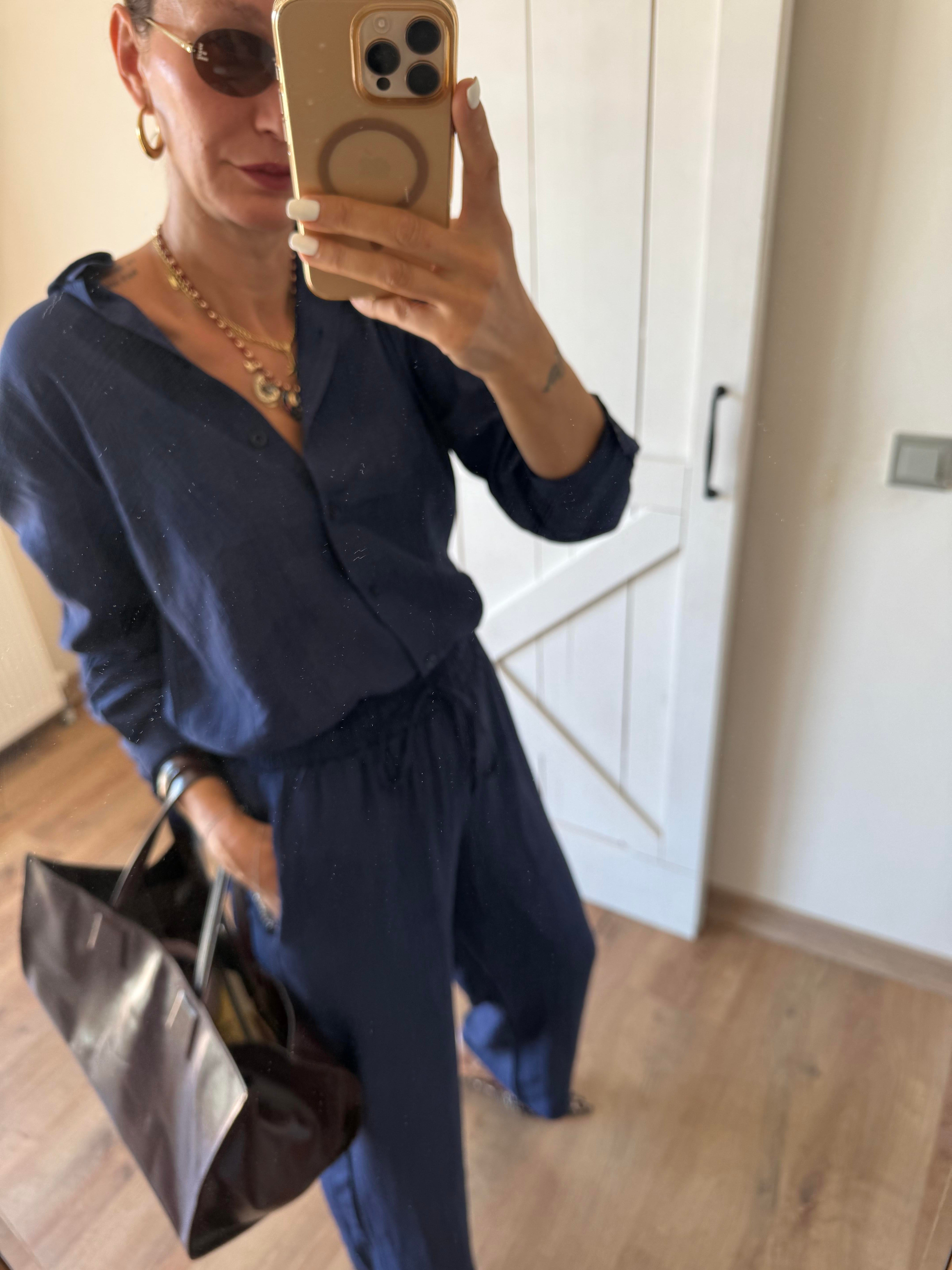 Mass Lacivert Gömlek Pantolon Takım