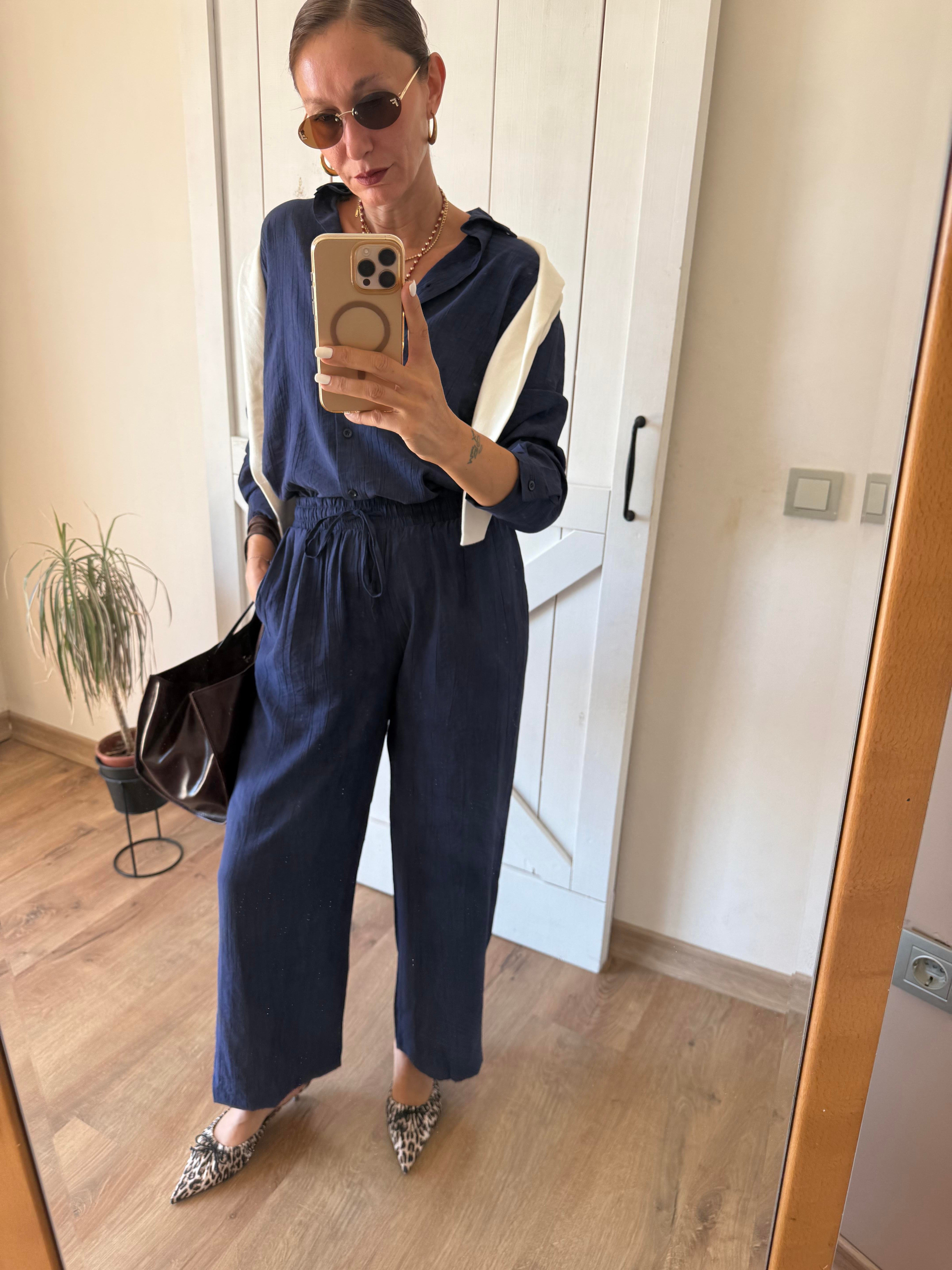 Mass Lacivert Gömlek Pantolon Takım