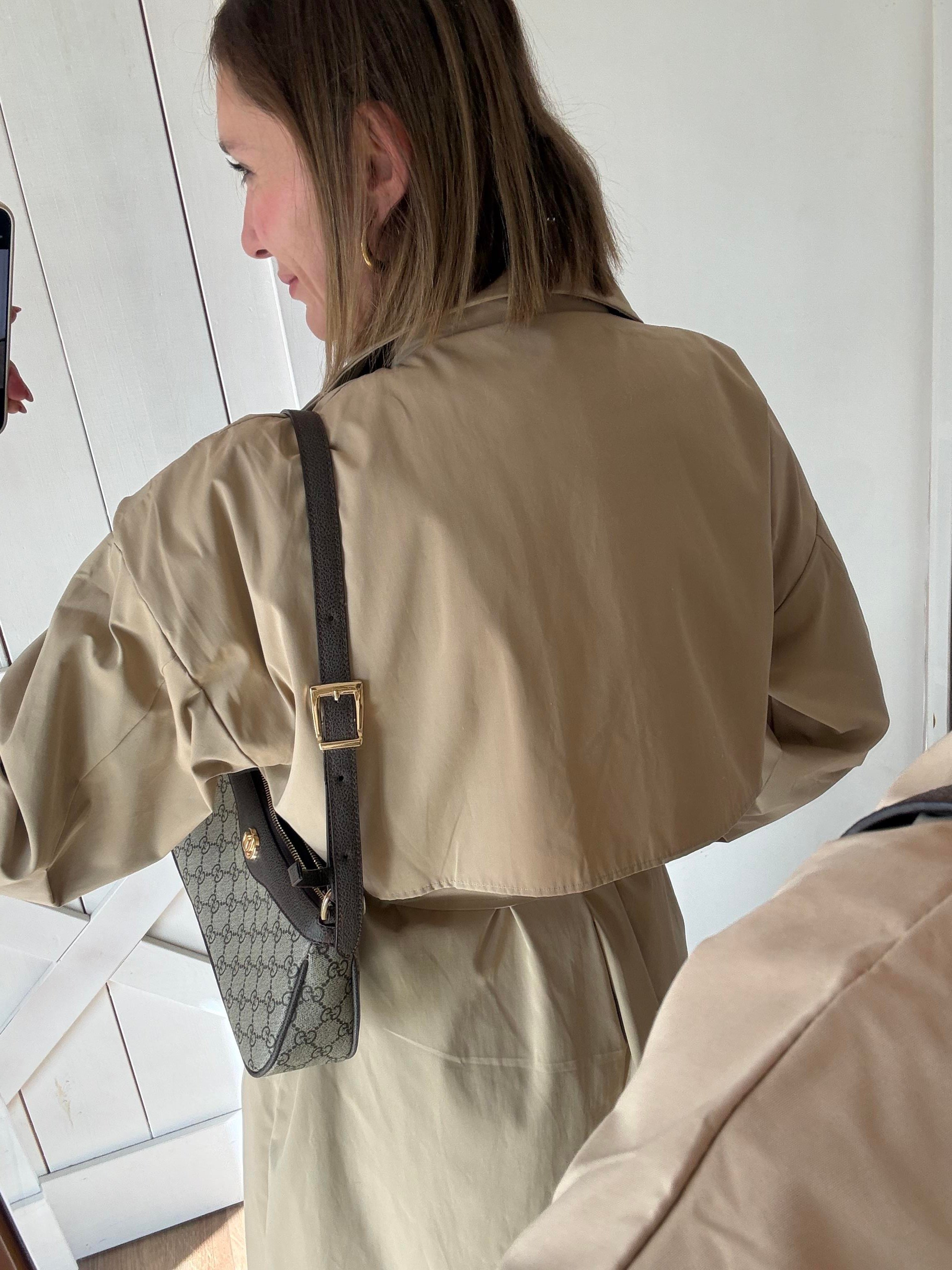 Massi Bej Pelerin Detaylı Kuşaklı Maxi Boy Trençkot