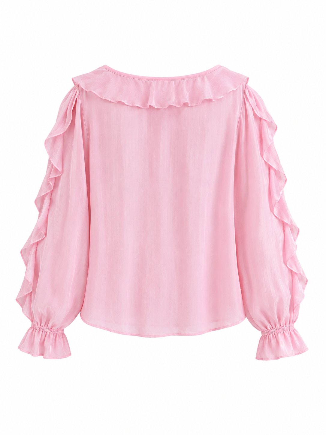 Massi Fırfırlı Toz Pembe Gömlek