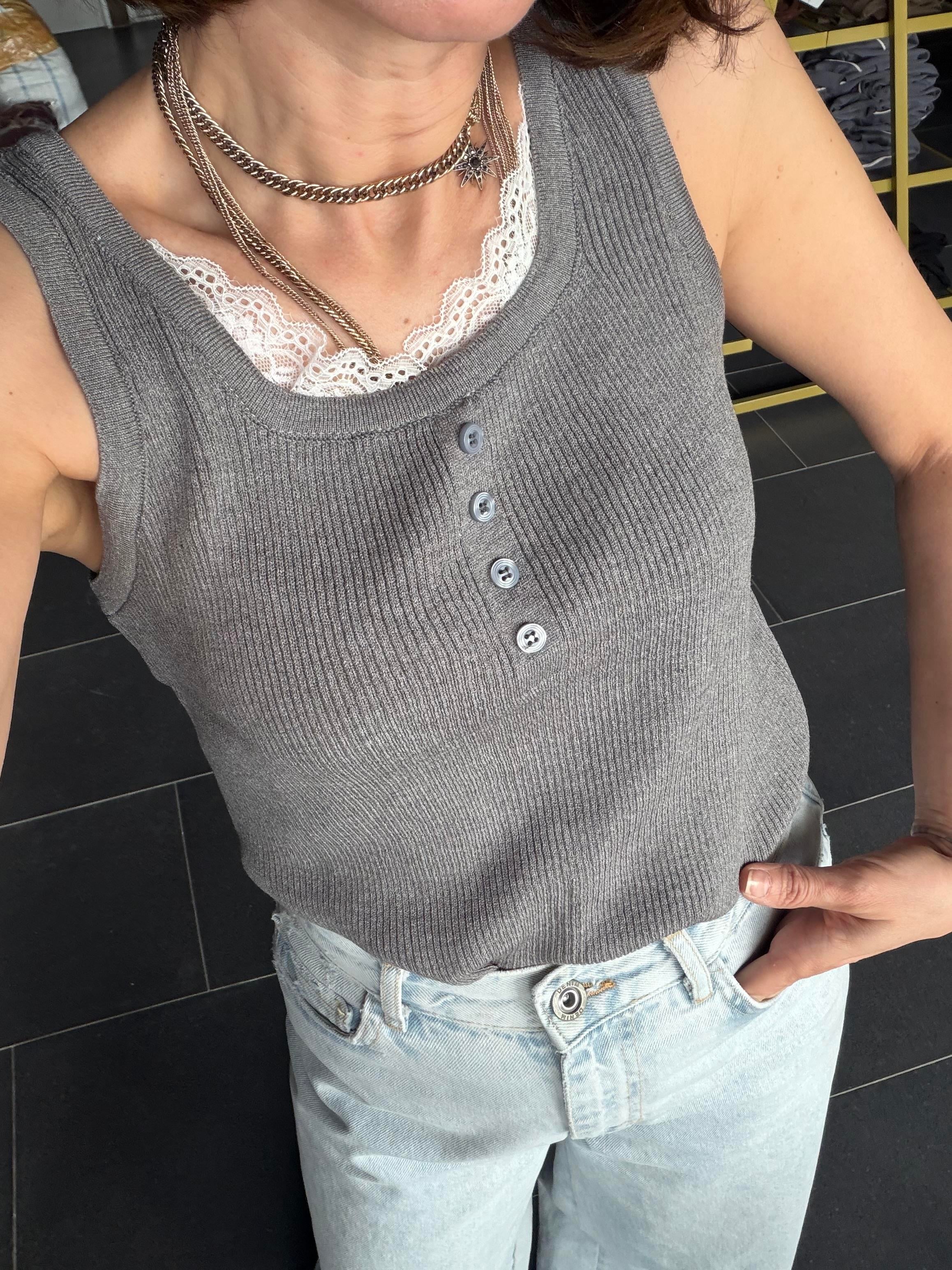 Massi Gri Dantel Detaylı Atlet