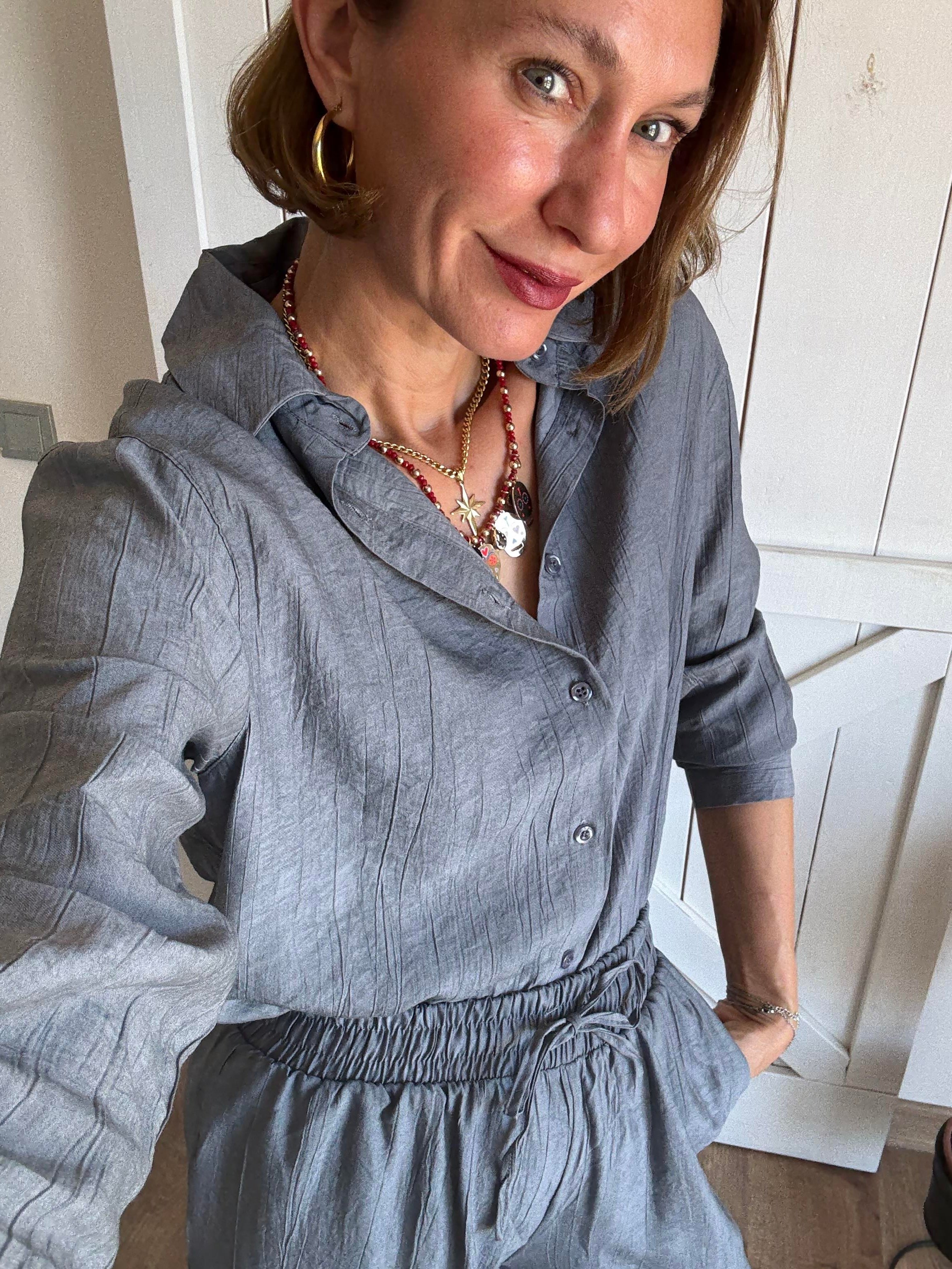 Massi Gri Gömlek Pantolon Takım