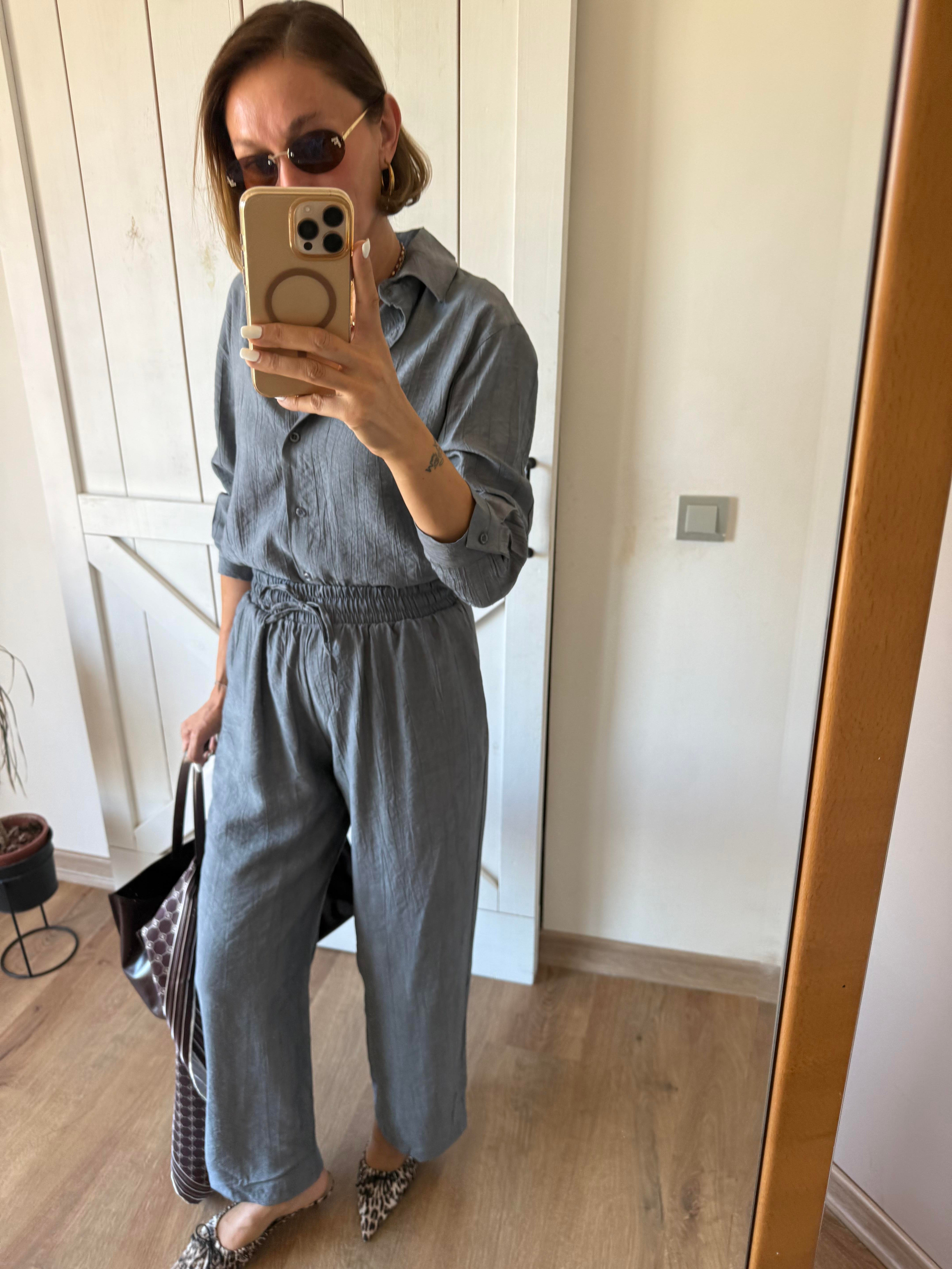 Massi Gri Gömlek Pantolon Takım