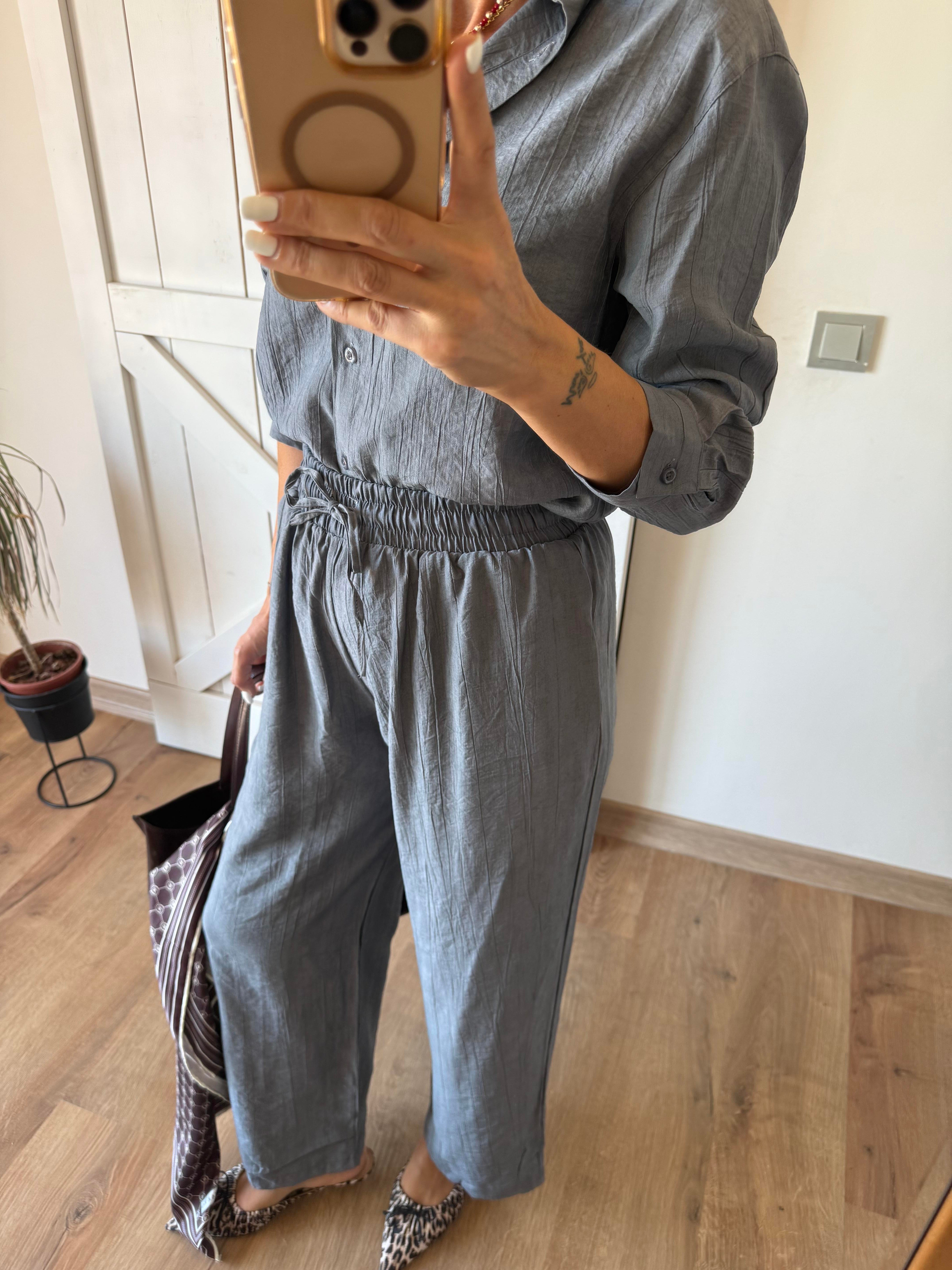 Massi Gri Gömlek Pantolon Takım