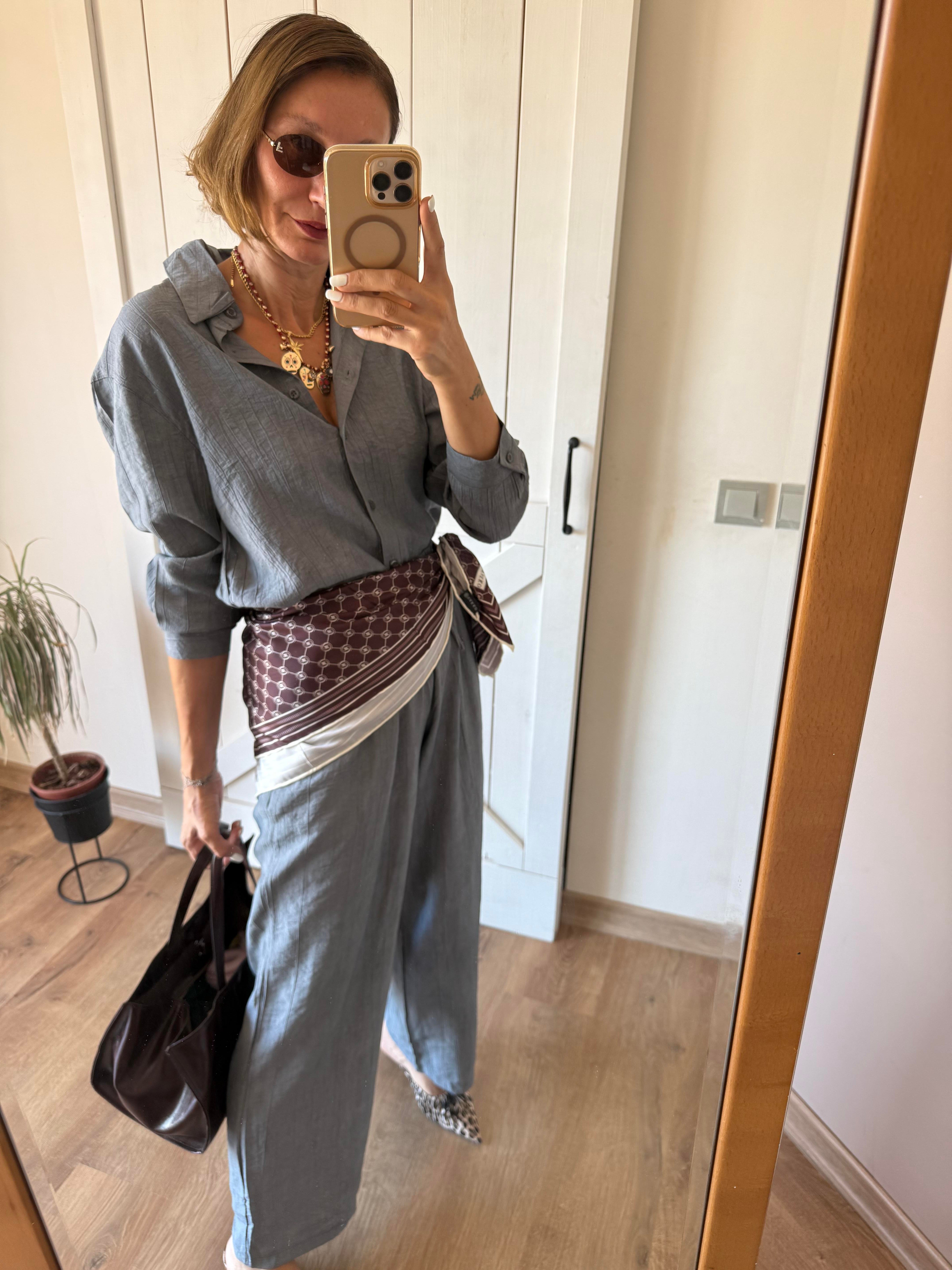 Massi Gri Gömlek Pantolon Takım