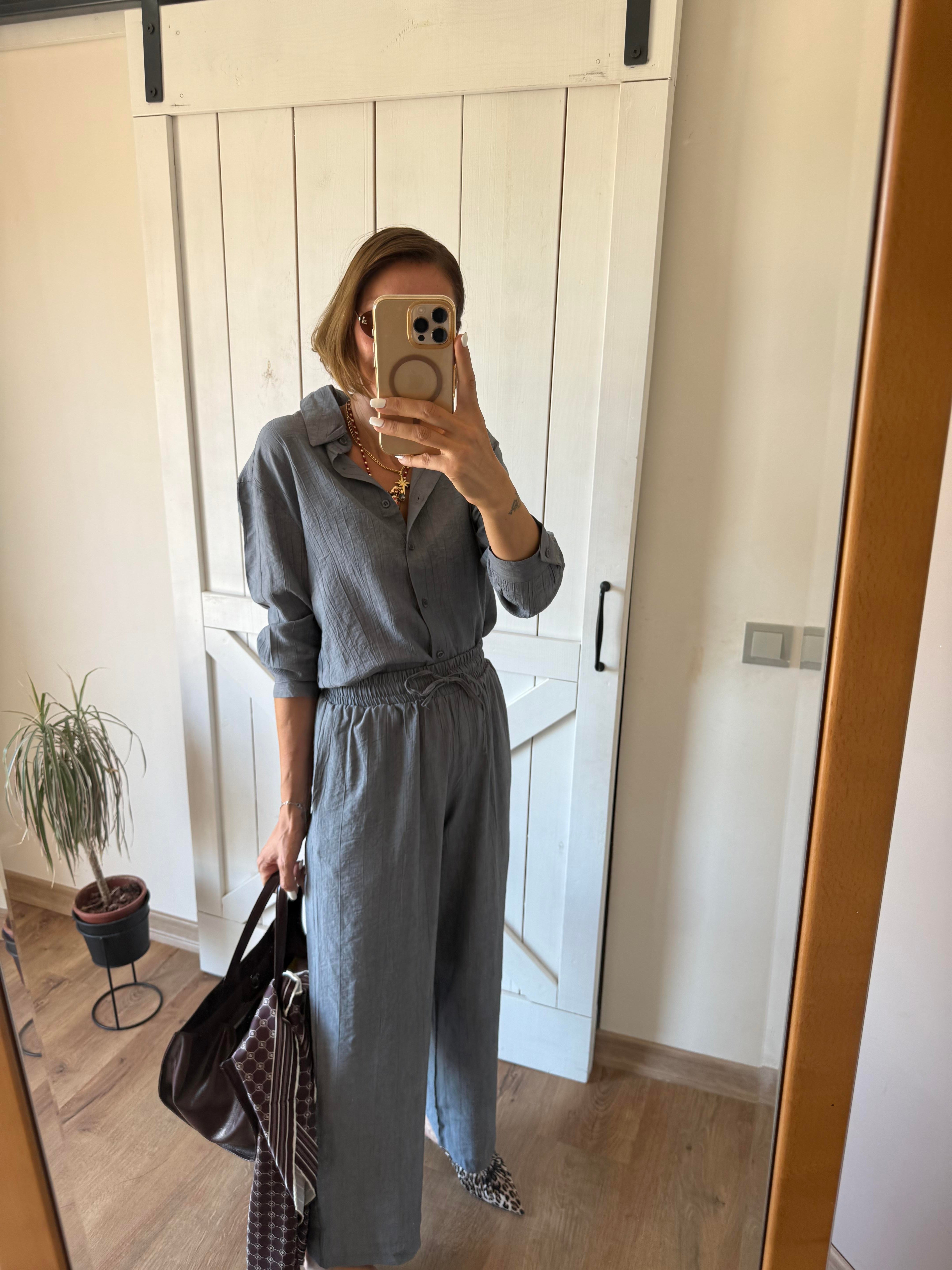 Massi Gri Gömlek Pantolon Takım