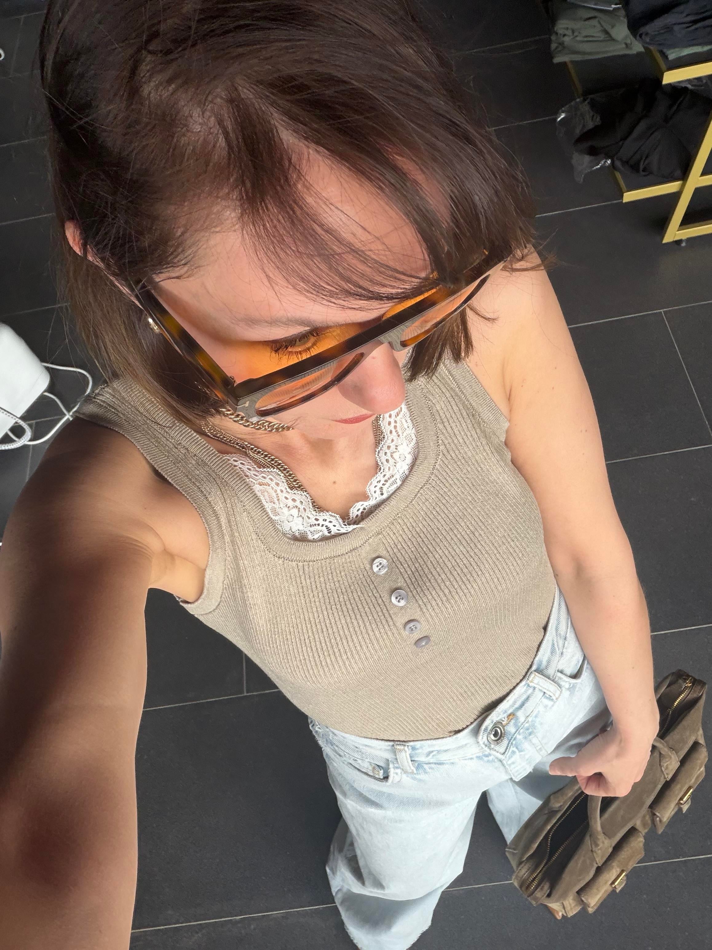 Massi Kahve Dantel Detaylı Atlet