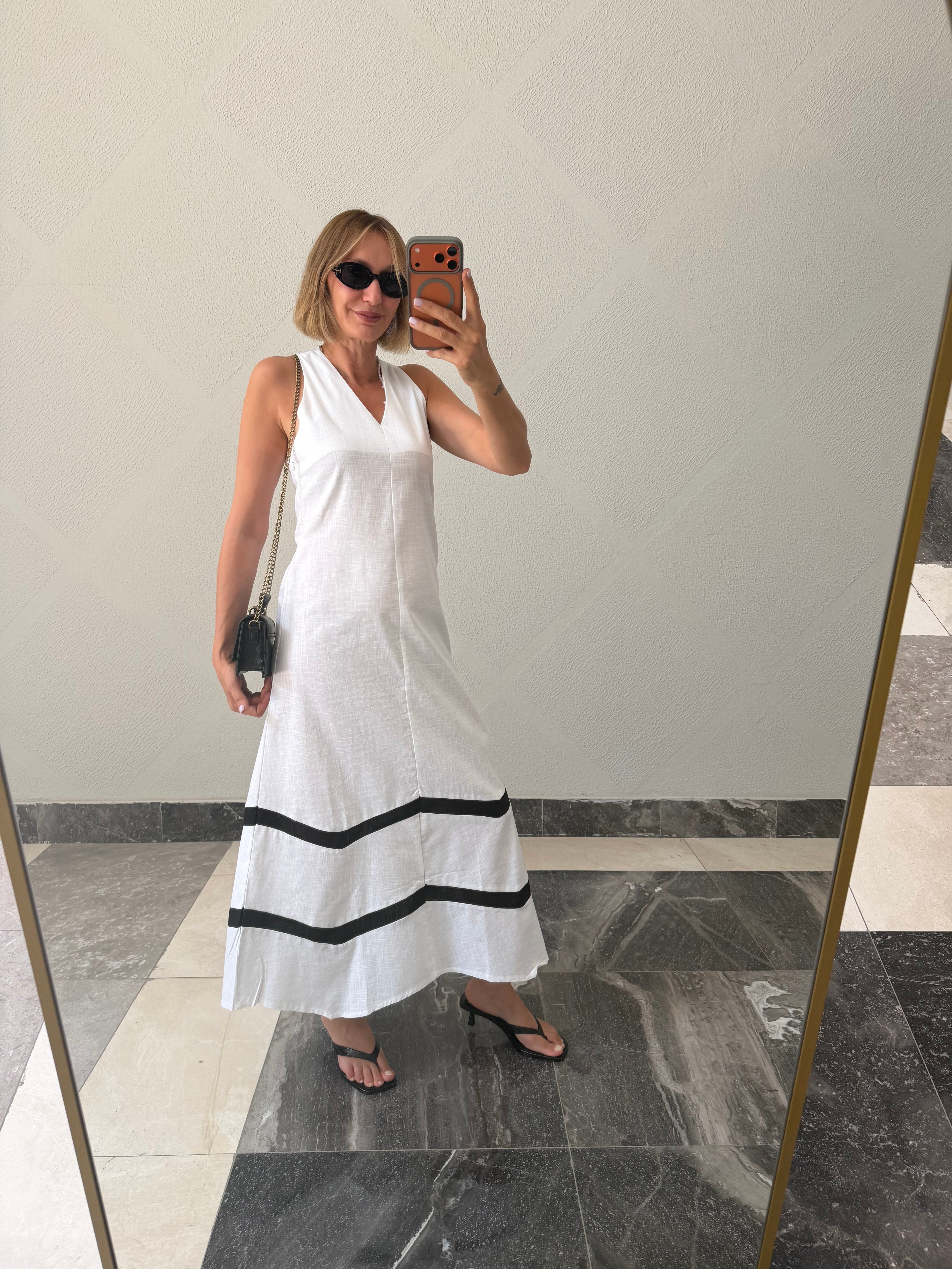 Massi Keten Beyaz Bride Elbise
