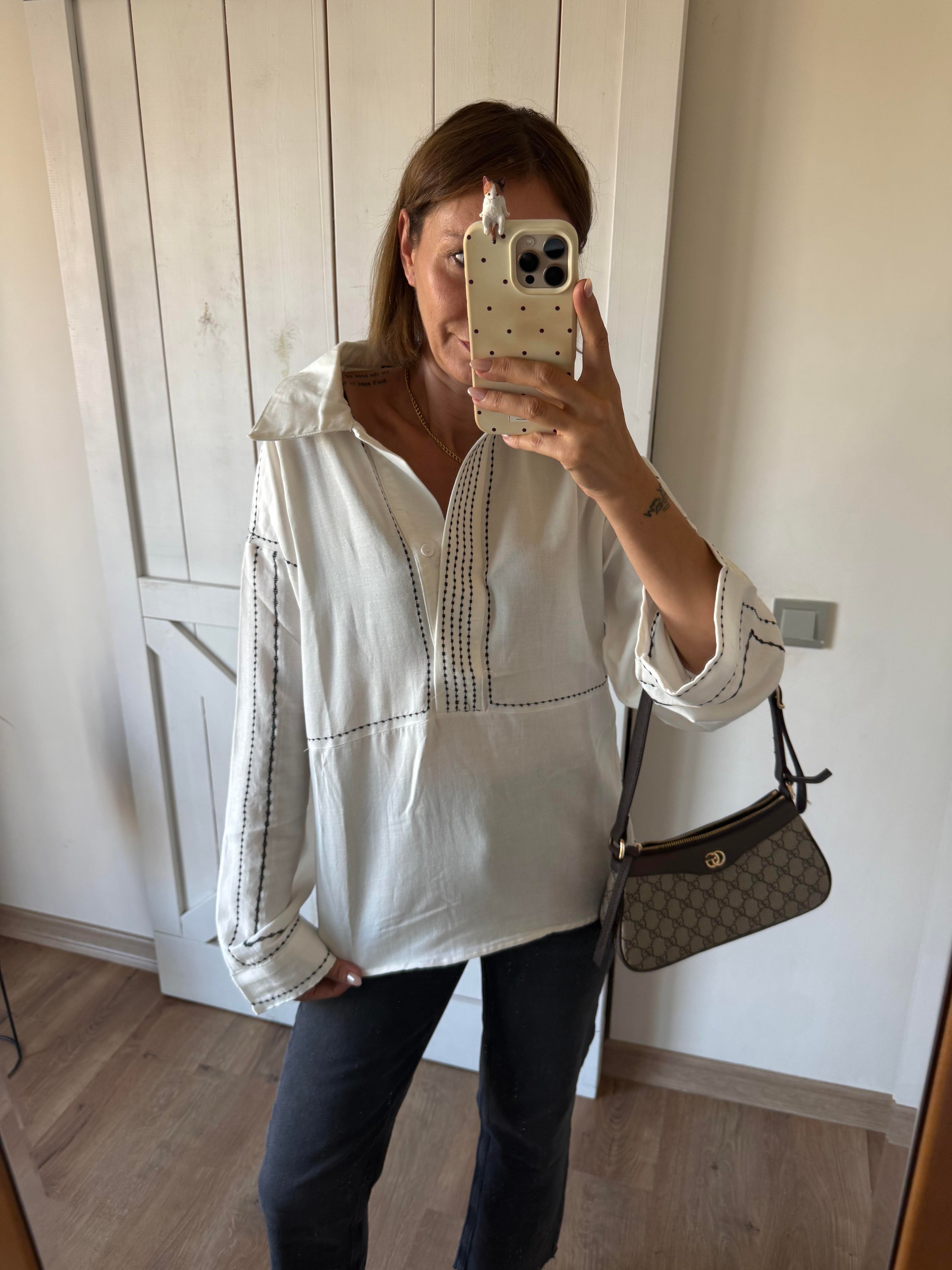 Massi Kontrast Şeritli Gömlek