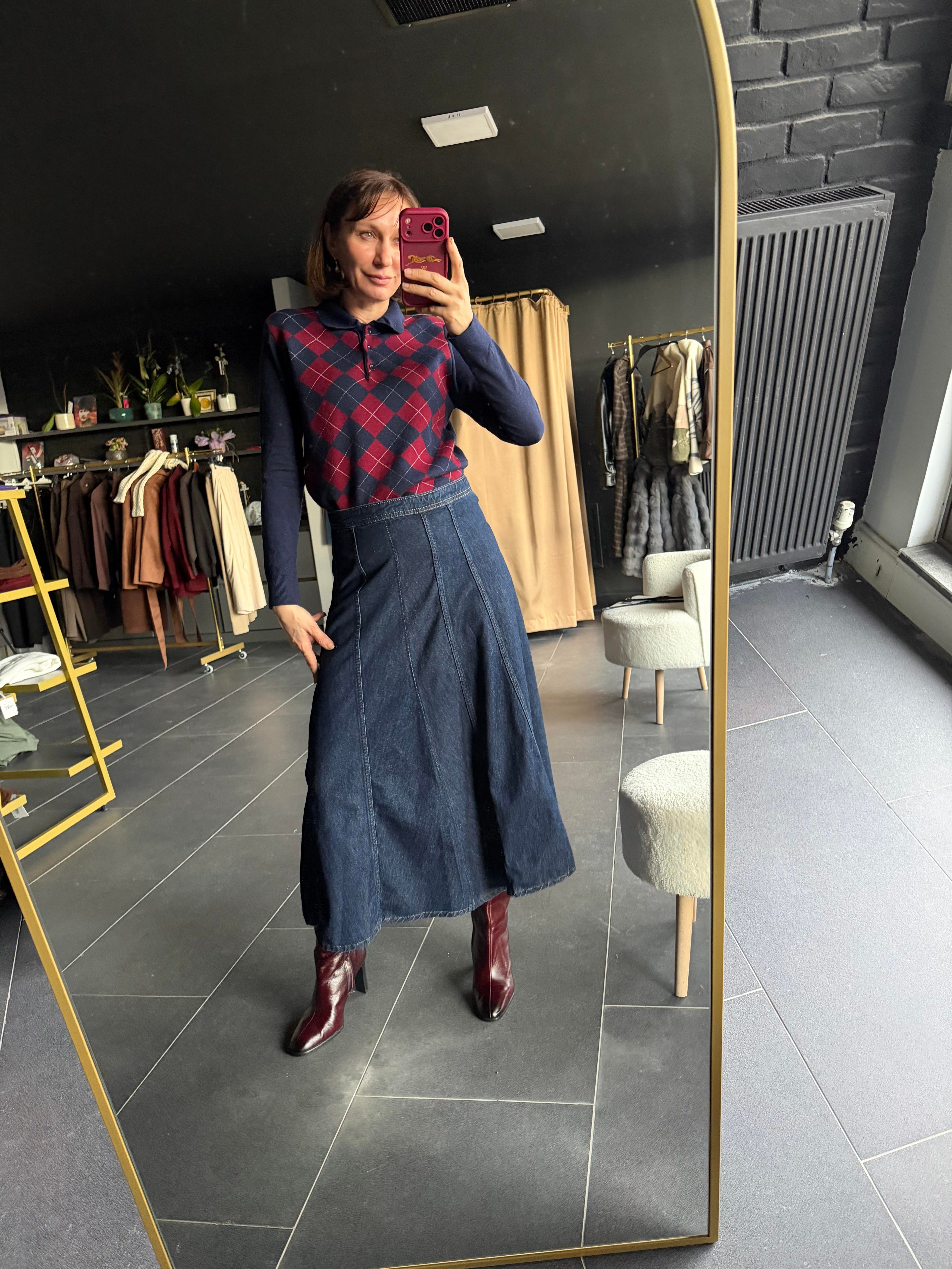 Massi Midi Denim Etek