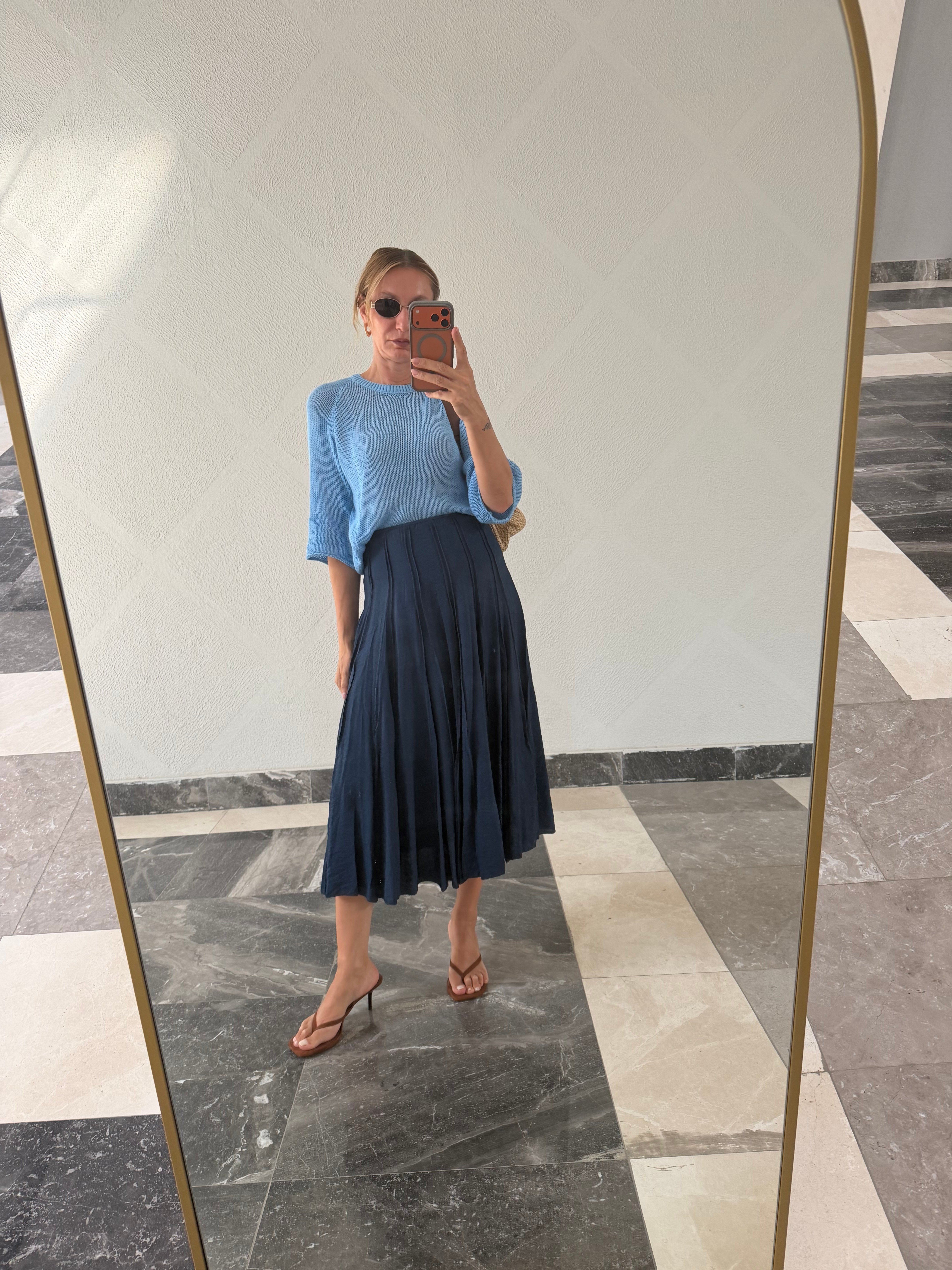 Massi Model Pileli Lacivert Etek