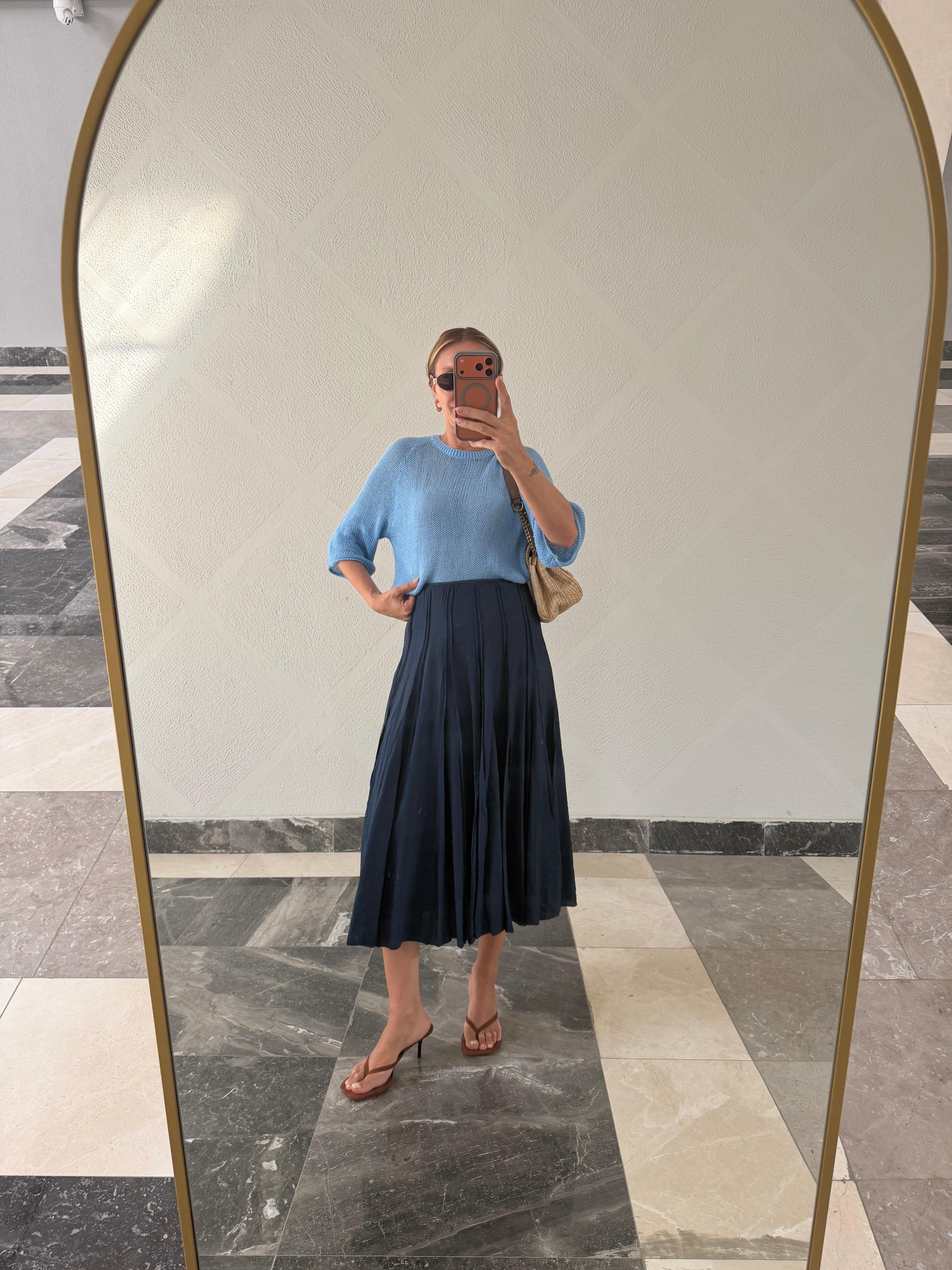 Massi Model Pileli Lacivert Etek