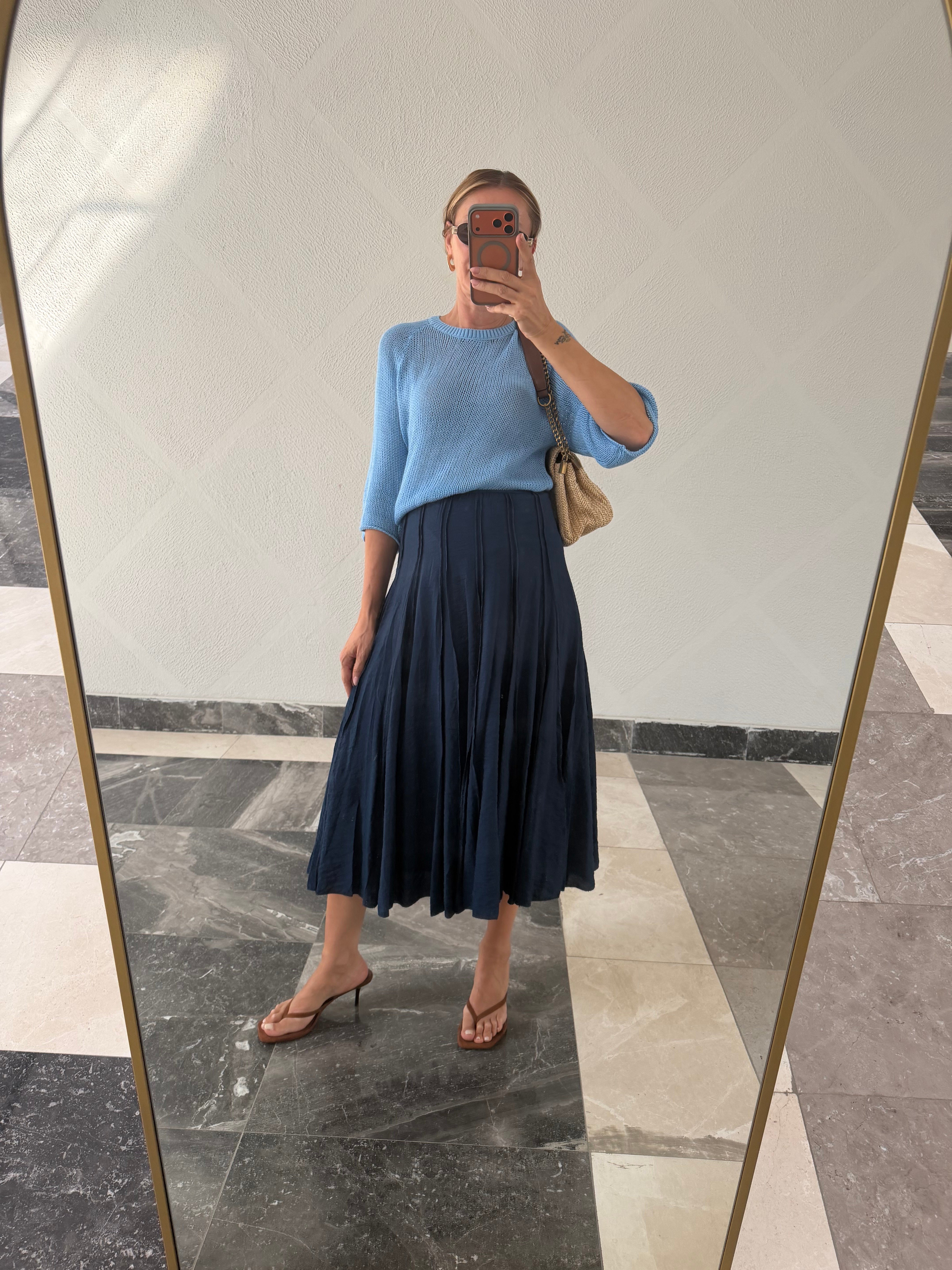 Massi Model Pileli Lacivert Etek
