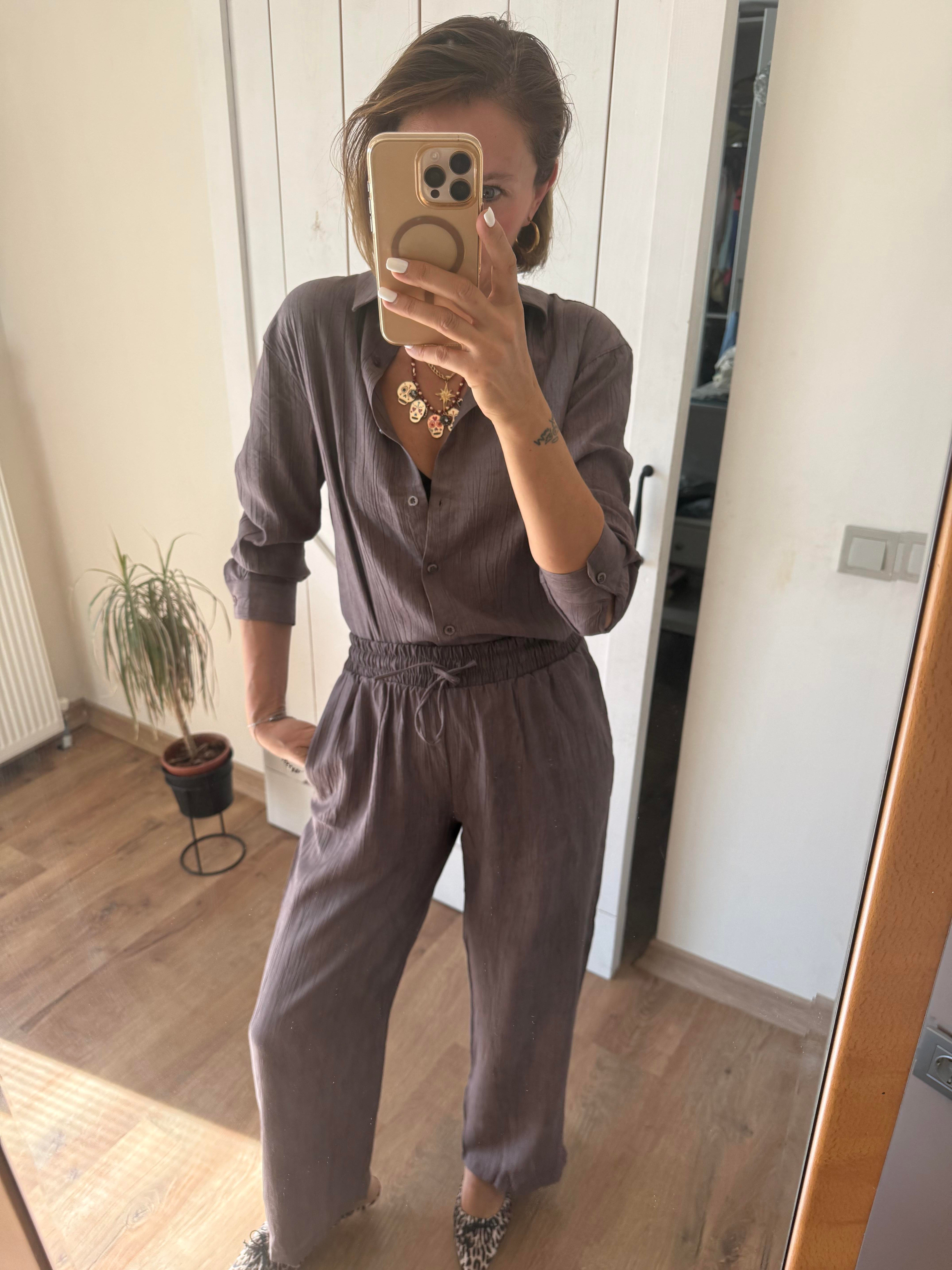 Massi Mürdüm Gömlek Pantolon Takım