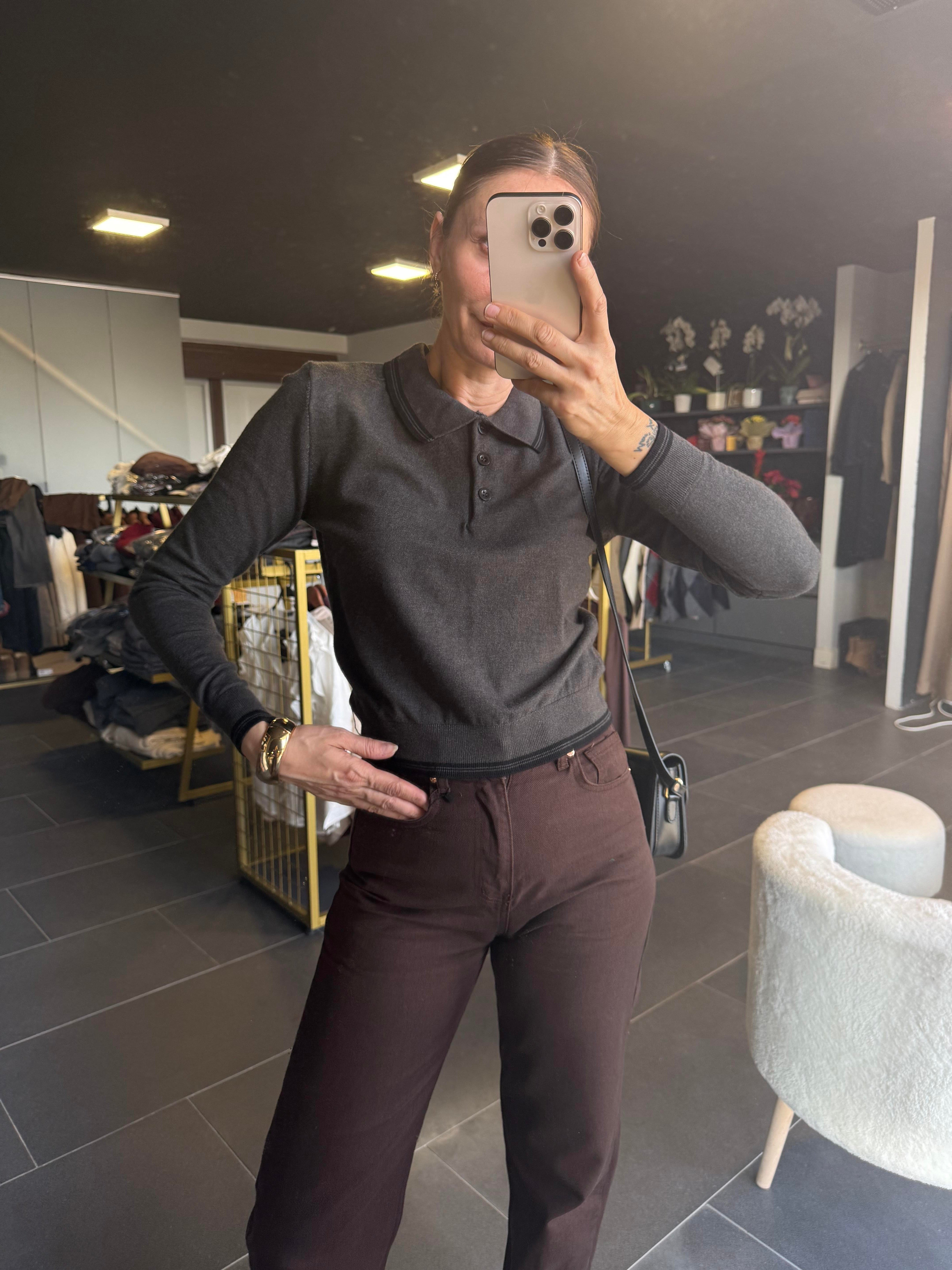 Massi Polo Yaka Gri Triko