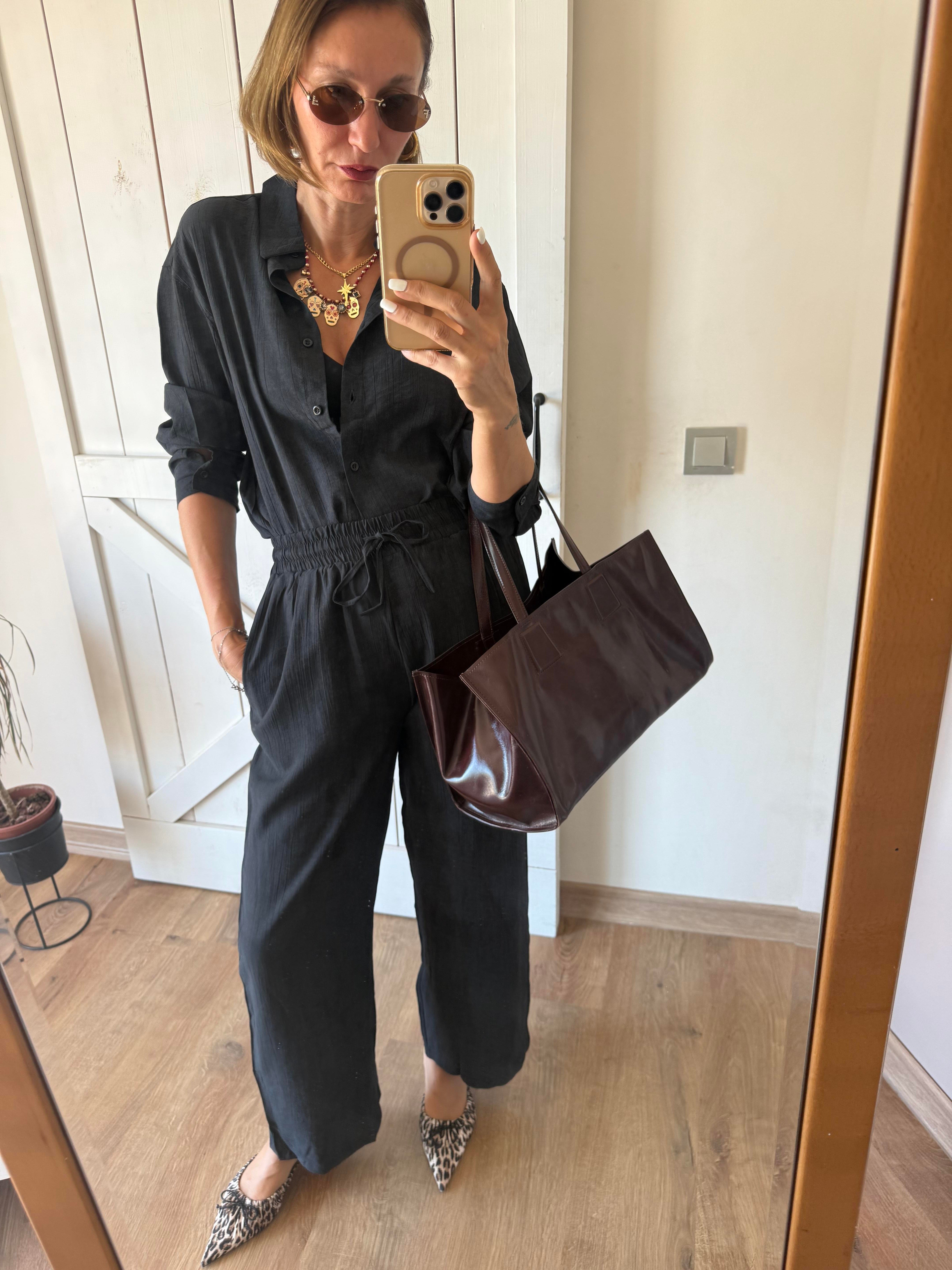 Massi Siyah Gömlek Pantolon Takım