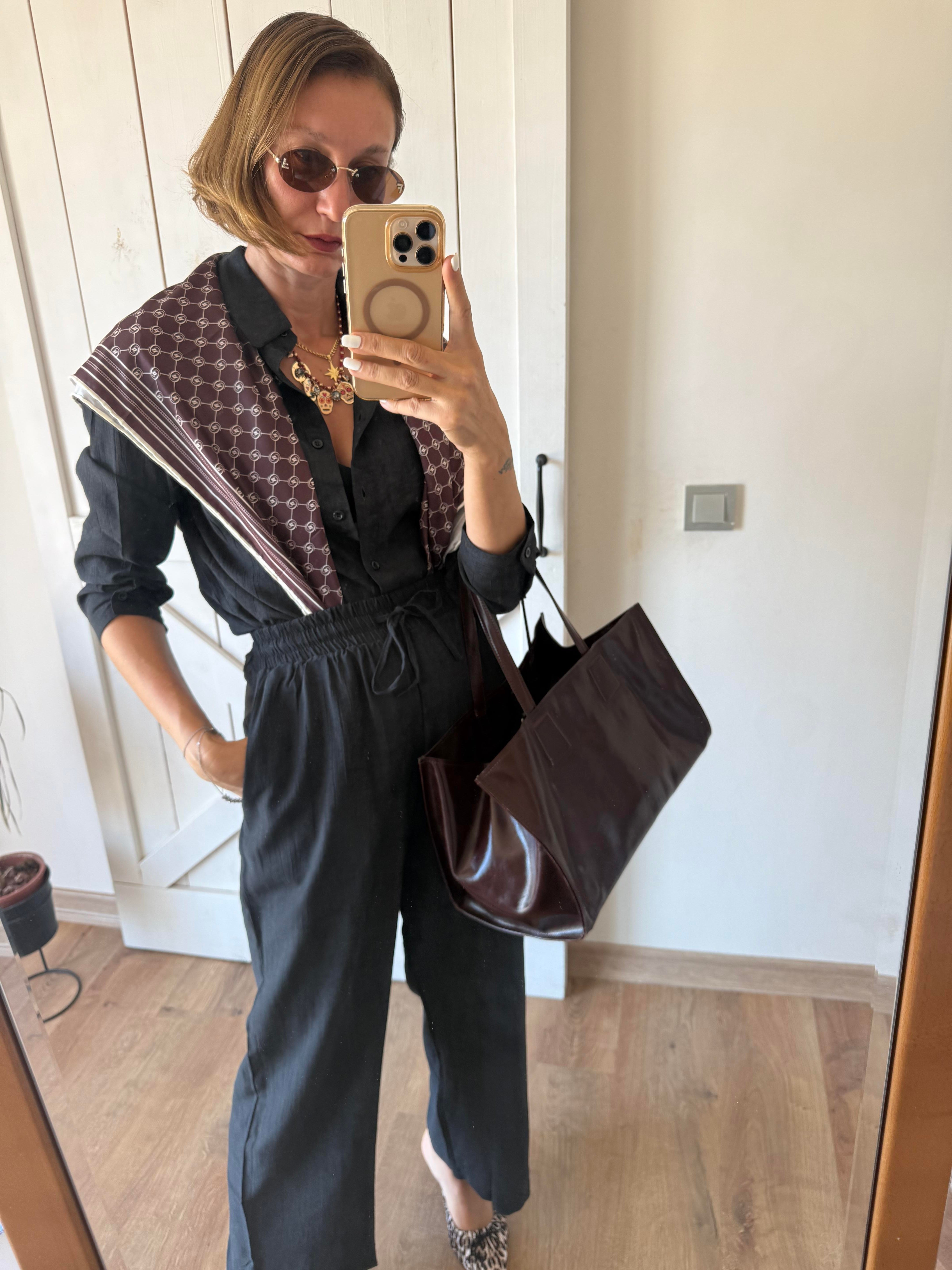 Massi Siyah Gömlek Pantolon Takım