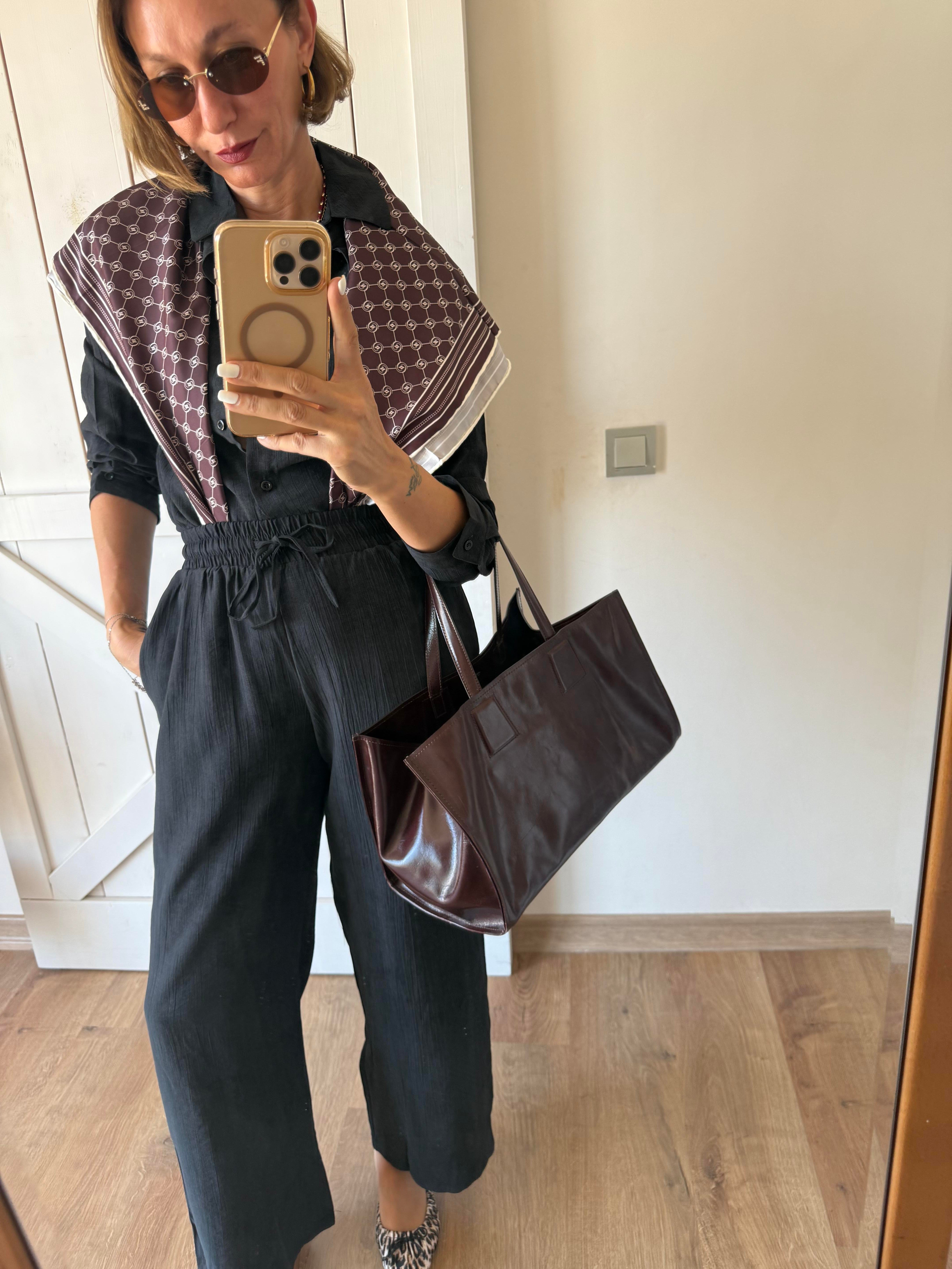 Massi Siyah Gömlek Pantolon Takım