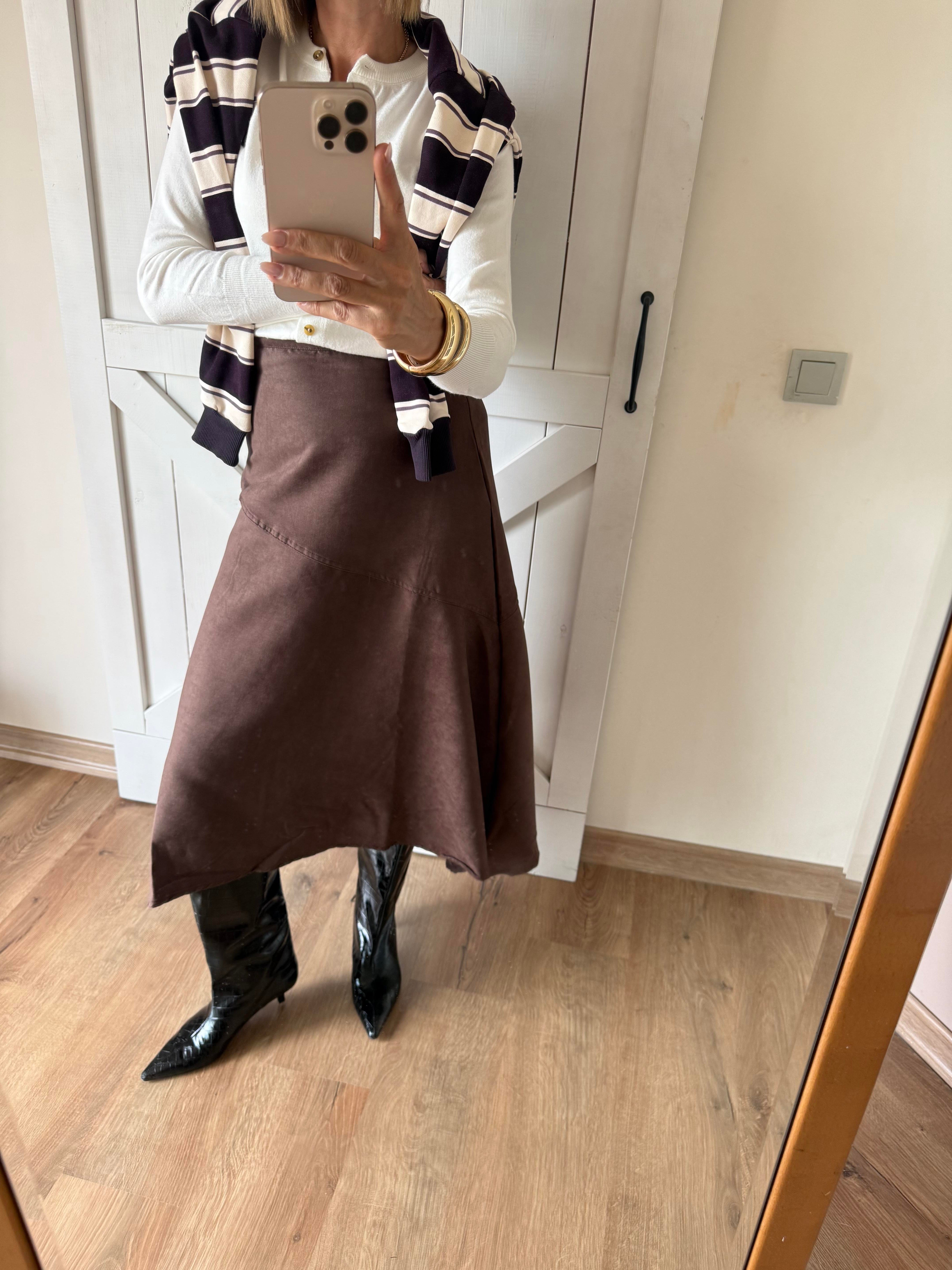 Massi Süet Kahve Verev Etek