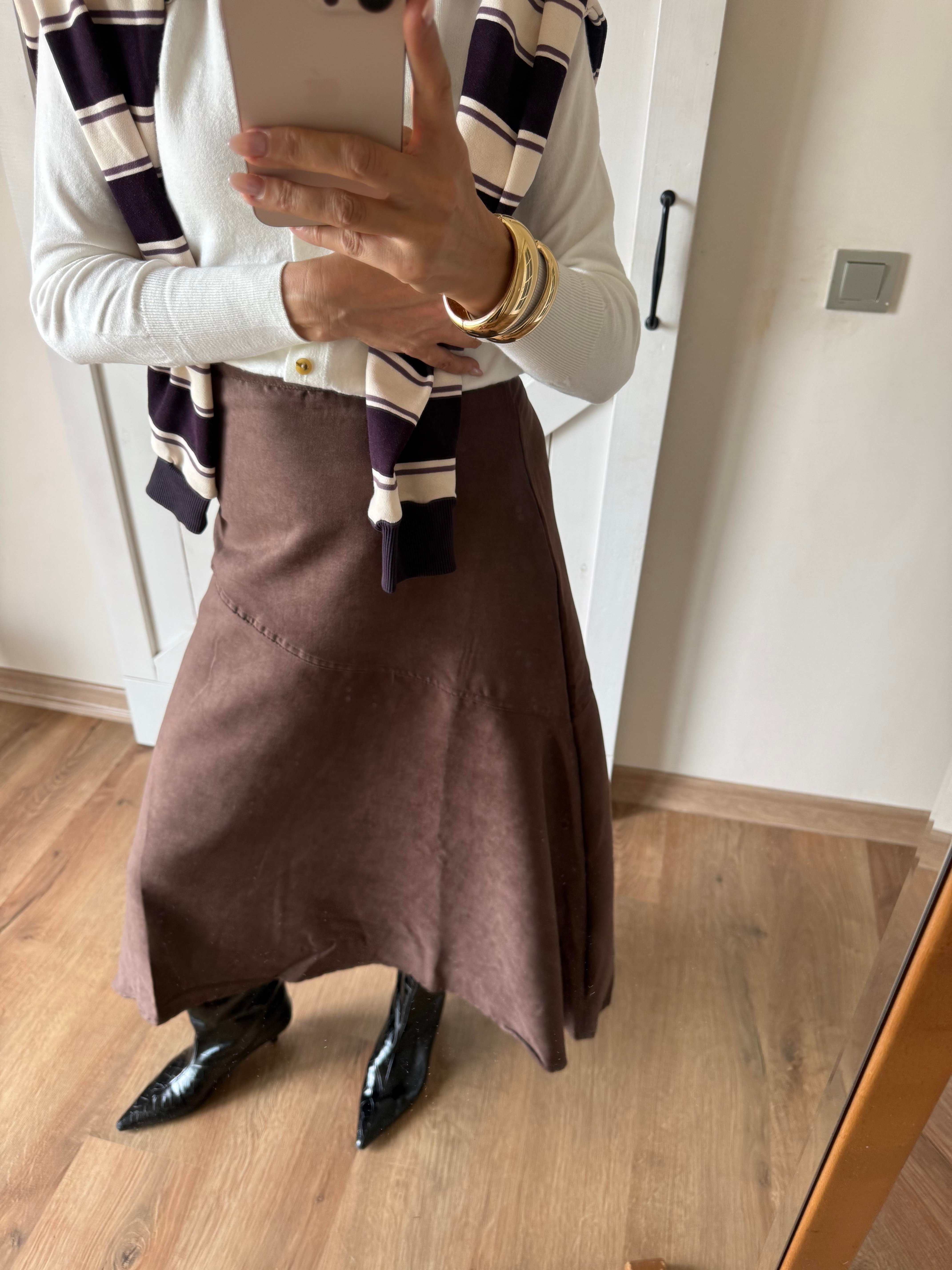 Massi Süet Kahve Verev Etek