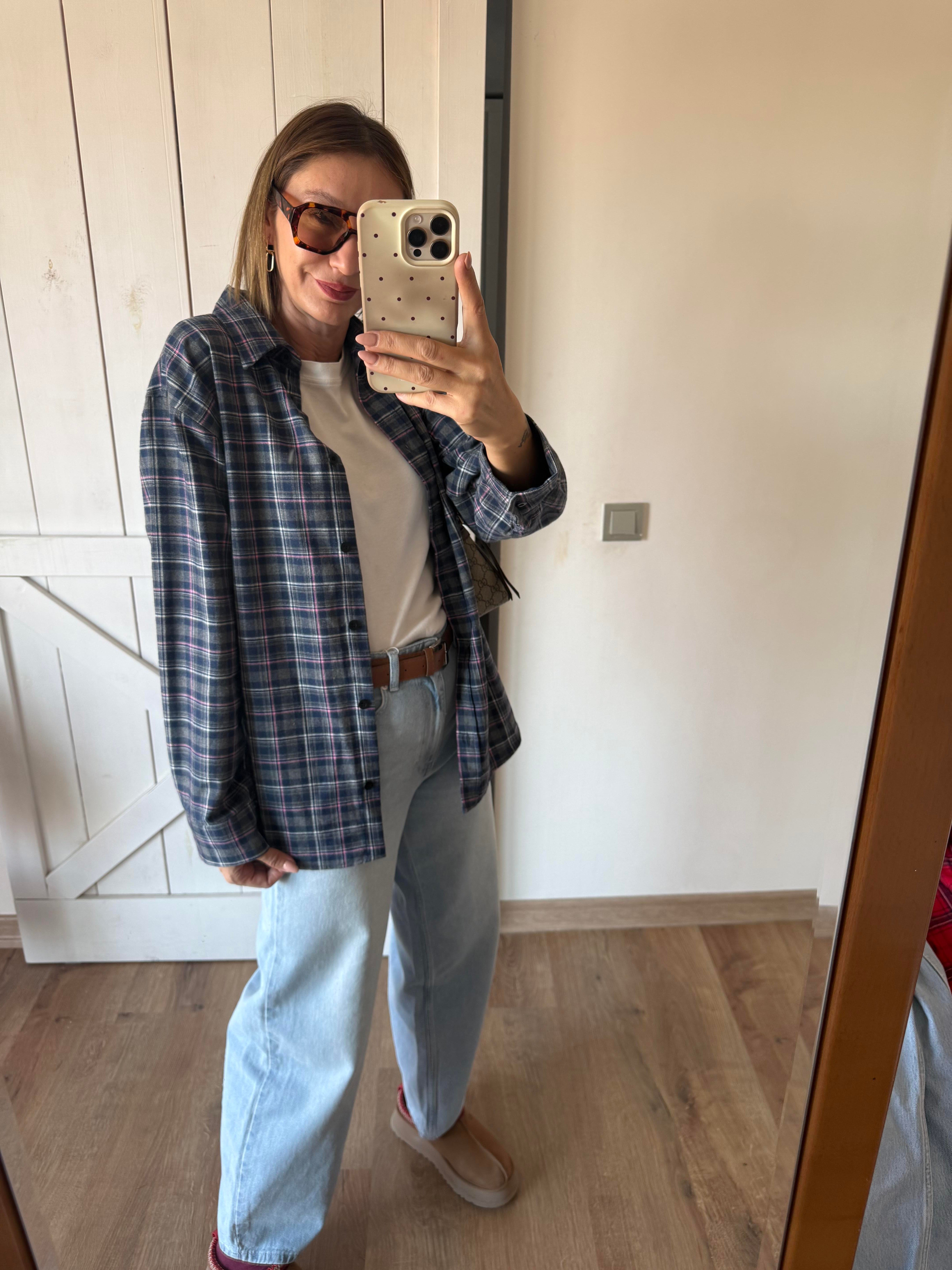 Mavi Ekoseli Oduncu Gömleği