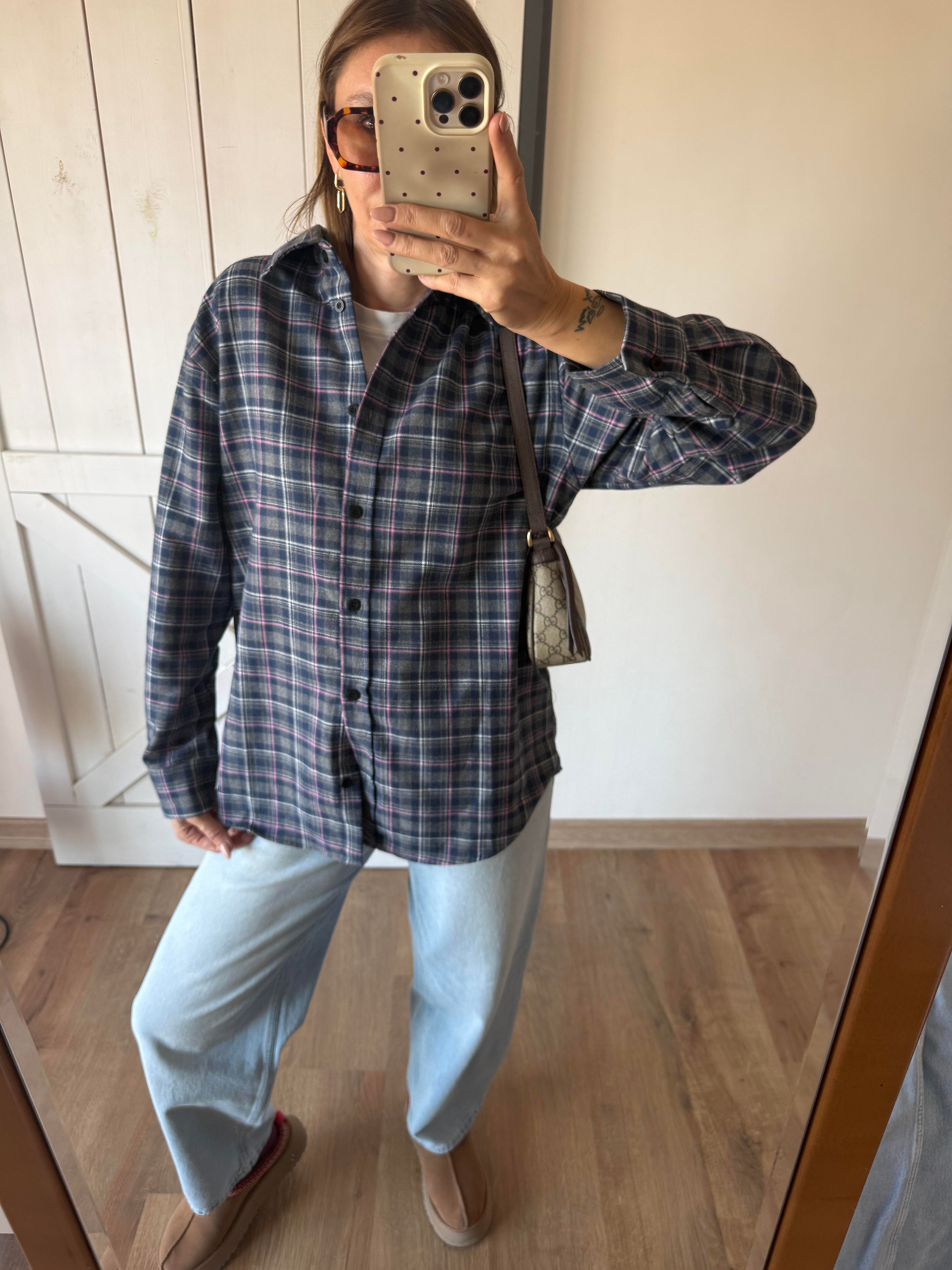 Mavi Ekoseli Oduncu Gömleği