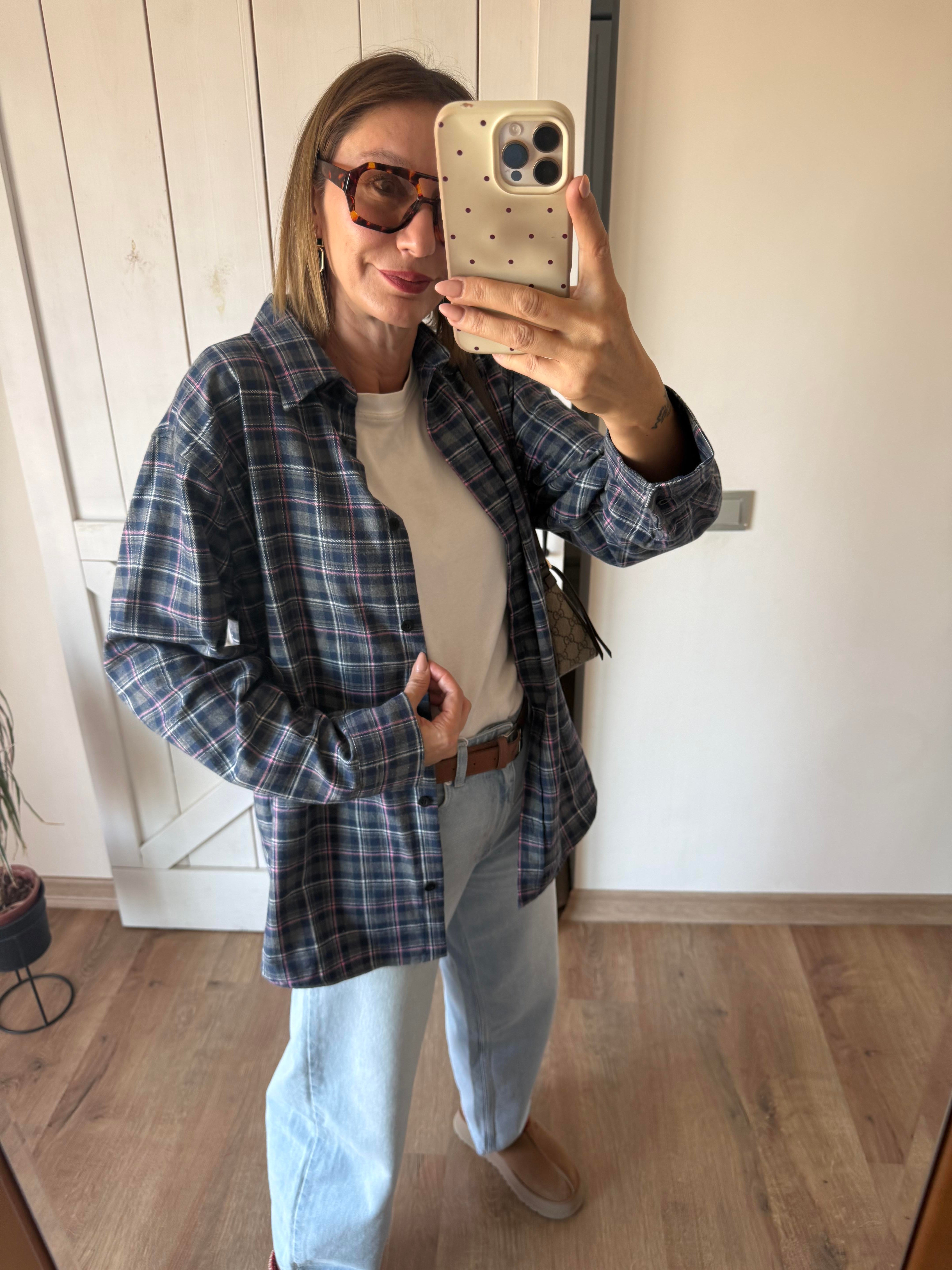 Mavi Ekoseli Oduncu Gömleği