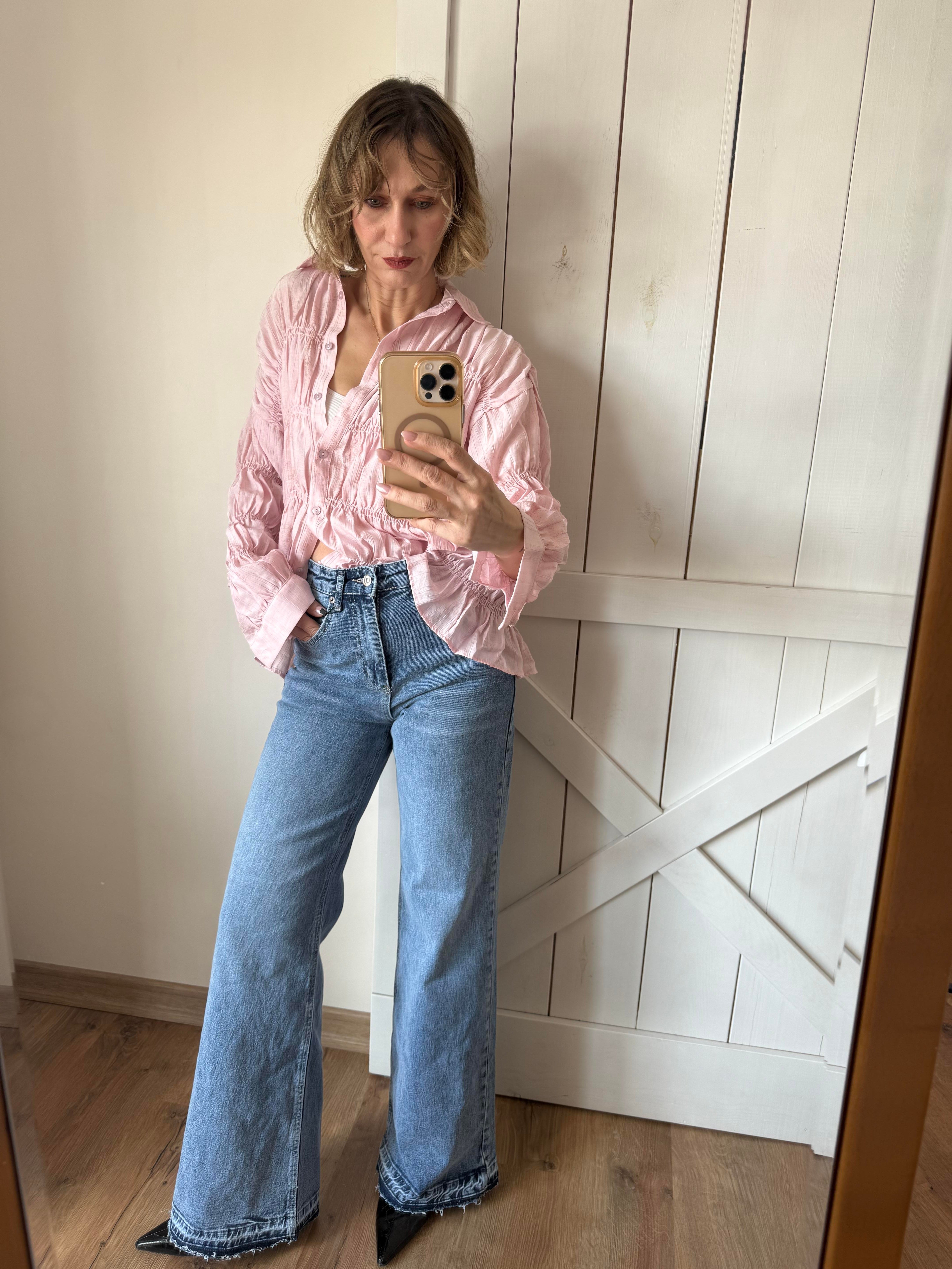 Mavi Paça Detaylı Wide Leg Jean