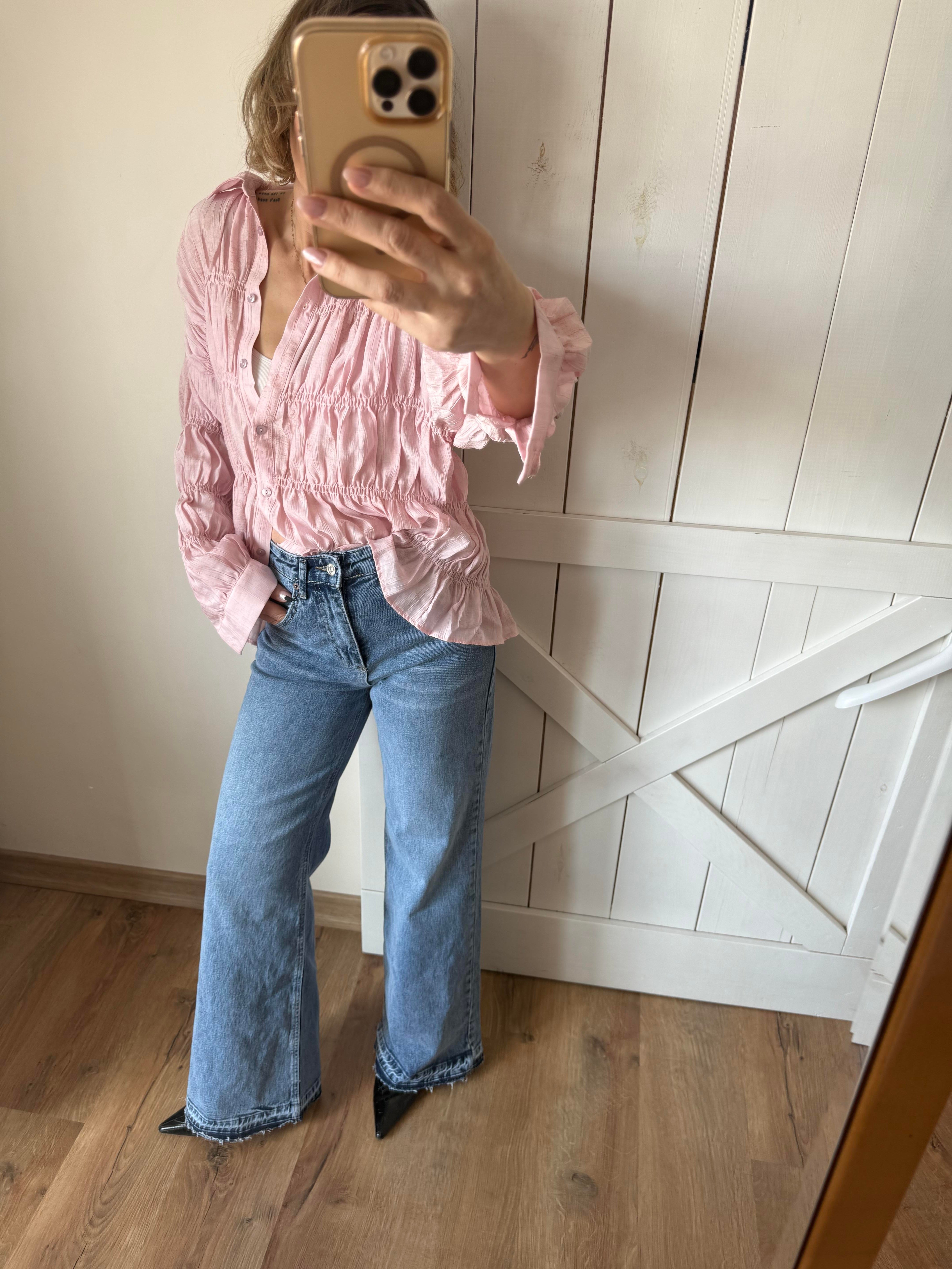 Mavi Paça Detaylı Wide Leg Jean